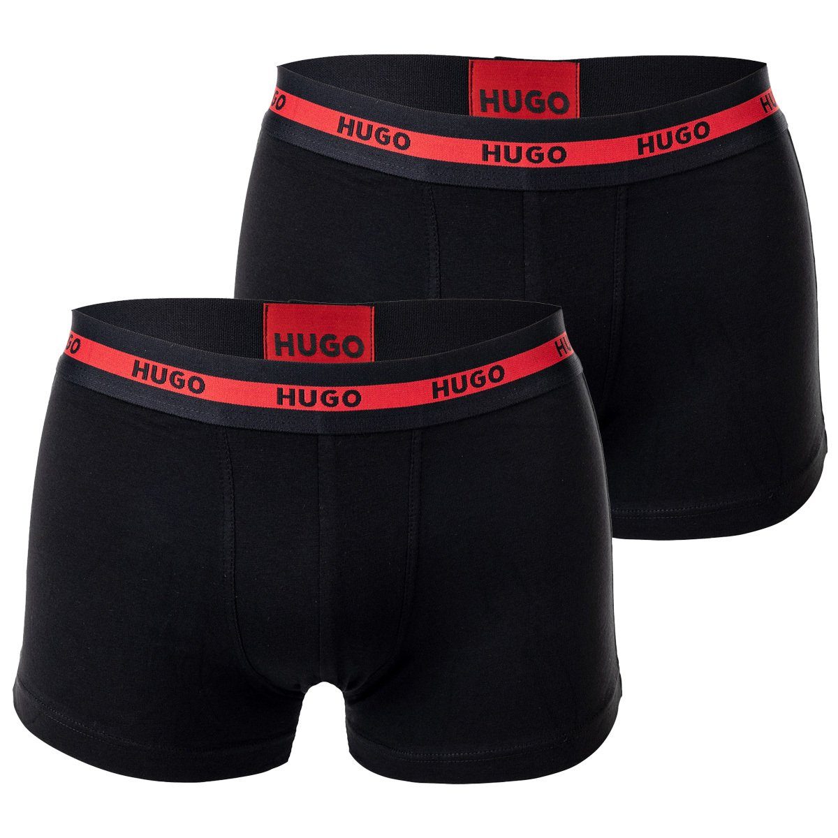 Boxer Schwarz Pack Twin 2er - HUGO Pack Boxer Herren Trunks Shorts,