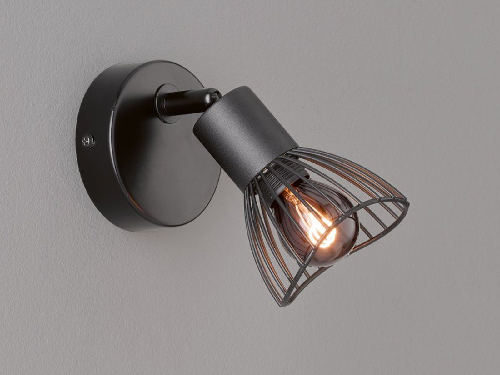 FHL easy! LED Wandstrahler, LED wechselbar, Warmweiß, innen, Wandlampe  Nachttisch-lampe Bett mit Schalter, Schwarz H:14cm