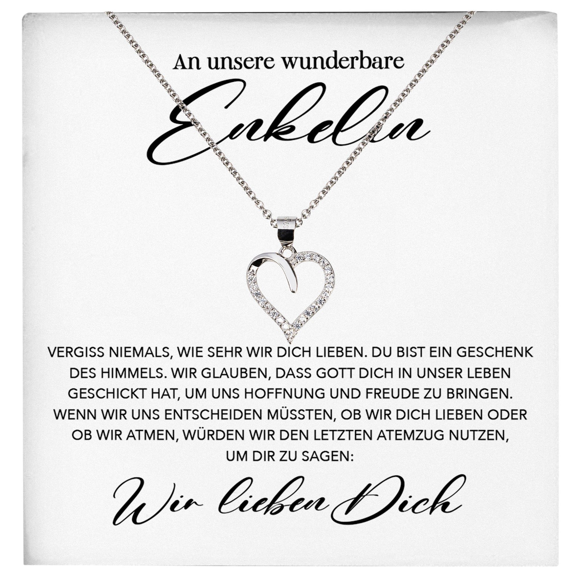 Schmuckset Unsere Enkelin Geschenk Abitur Mädchen Frauen Halskette Herz Collier