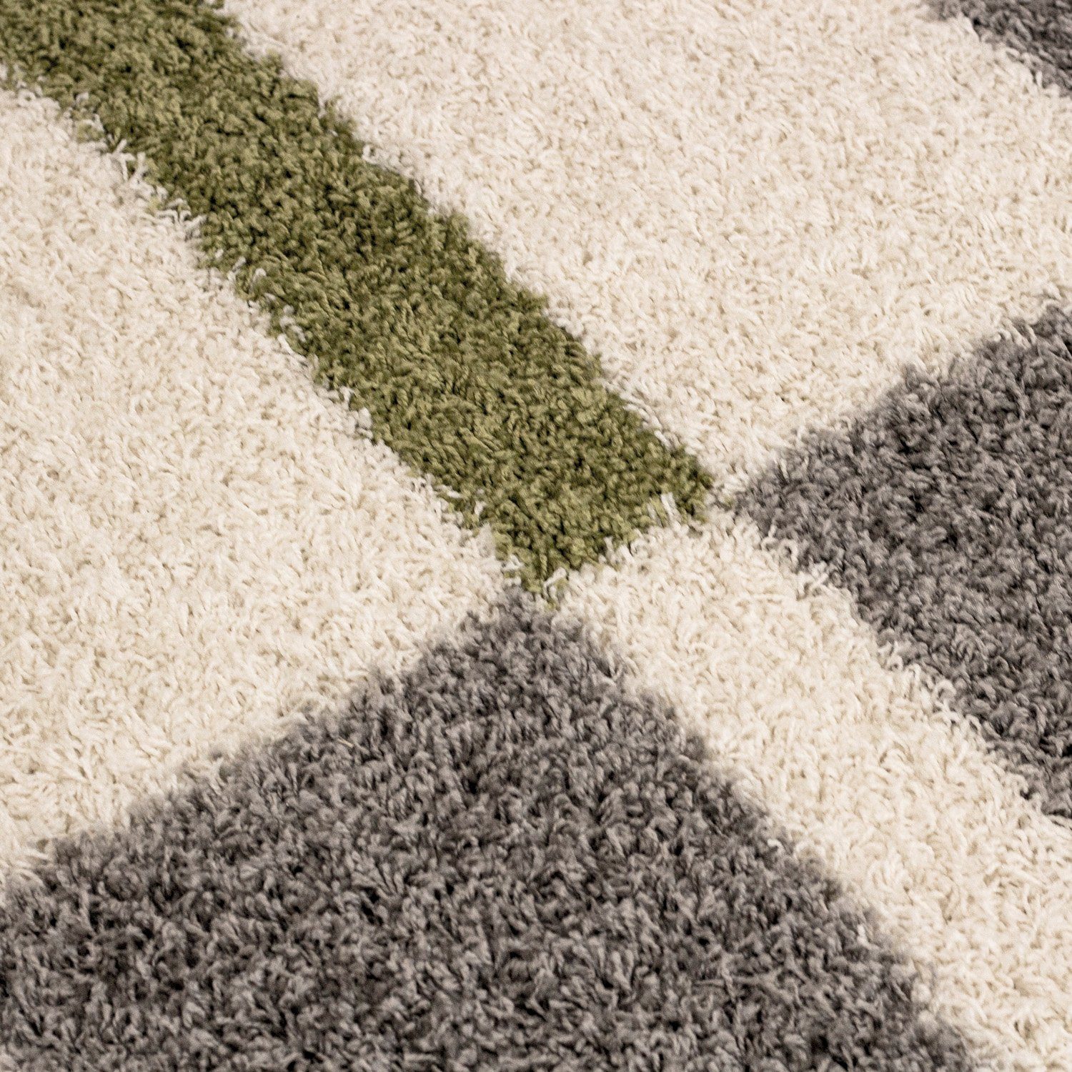 Hochflor-Teppich Kariert Design, Carpetsale24, Teppich im Kariert Teppich Teppich Höhe: Wohnzimmer Runder Rund, mm, 30 Grün Design