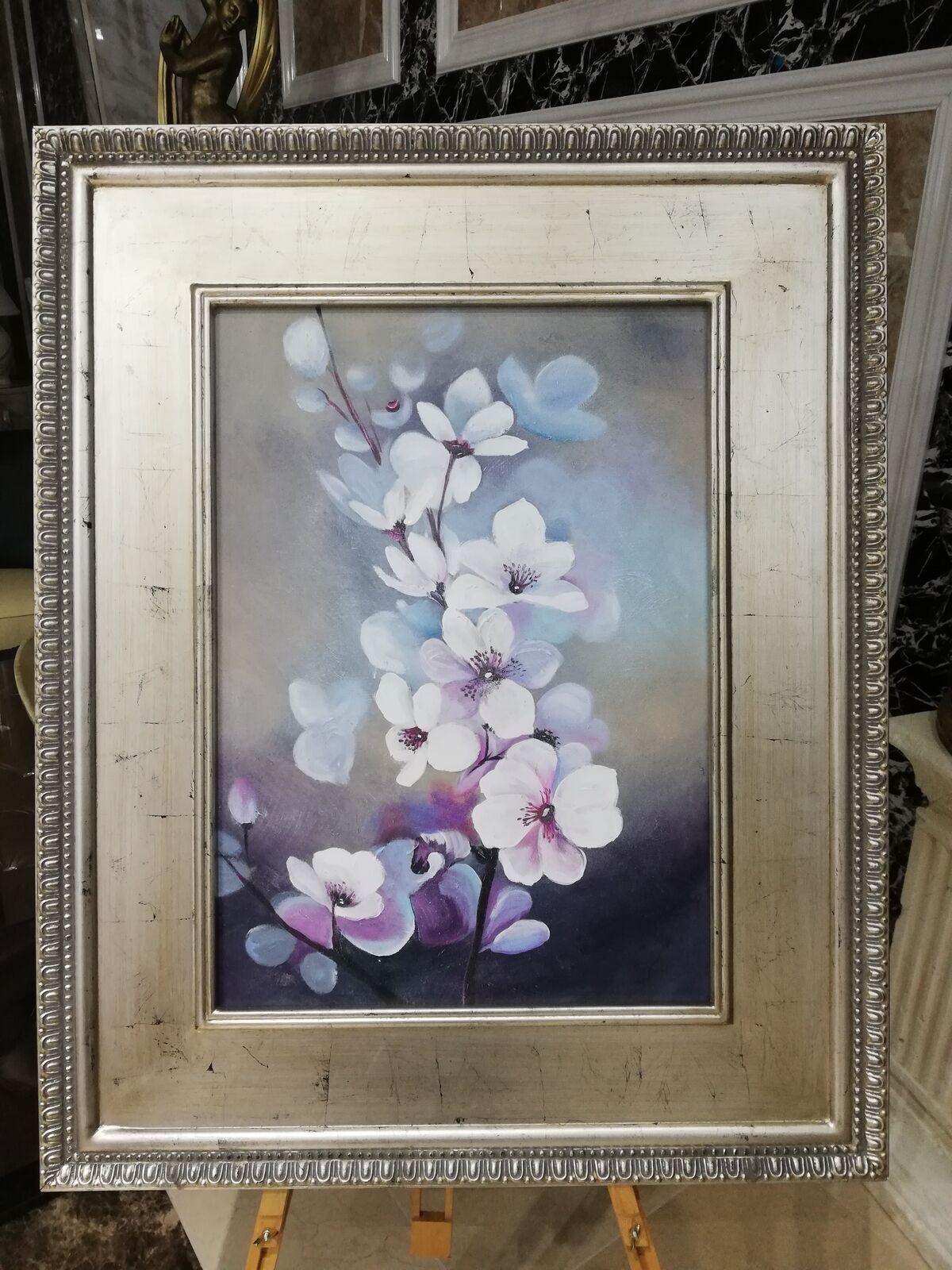 Sofort Ölbild Rahmen JVmoebel Ölbild Gemälde lieferbar, St) Blumen Mit Bilder Ölgemälde (1