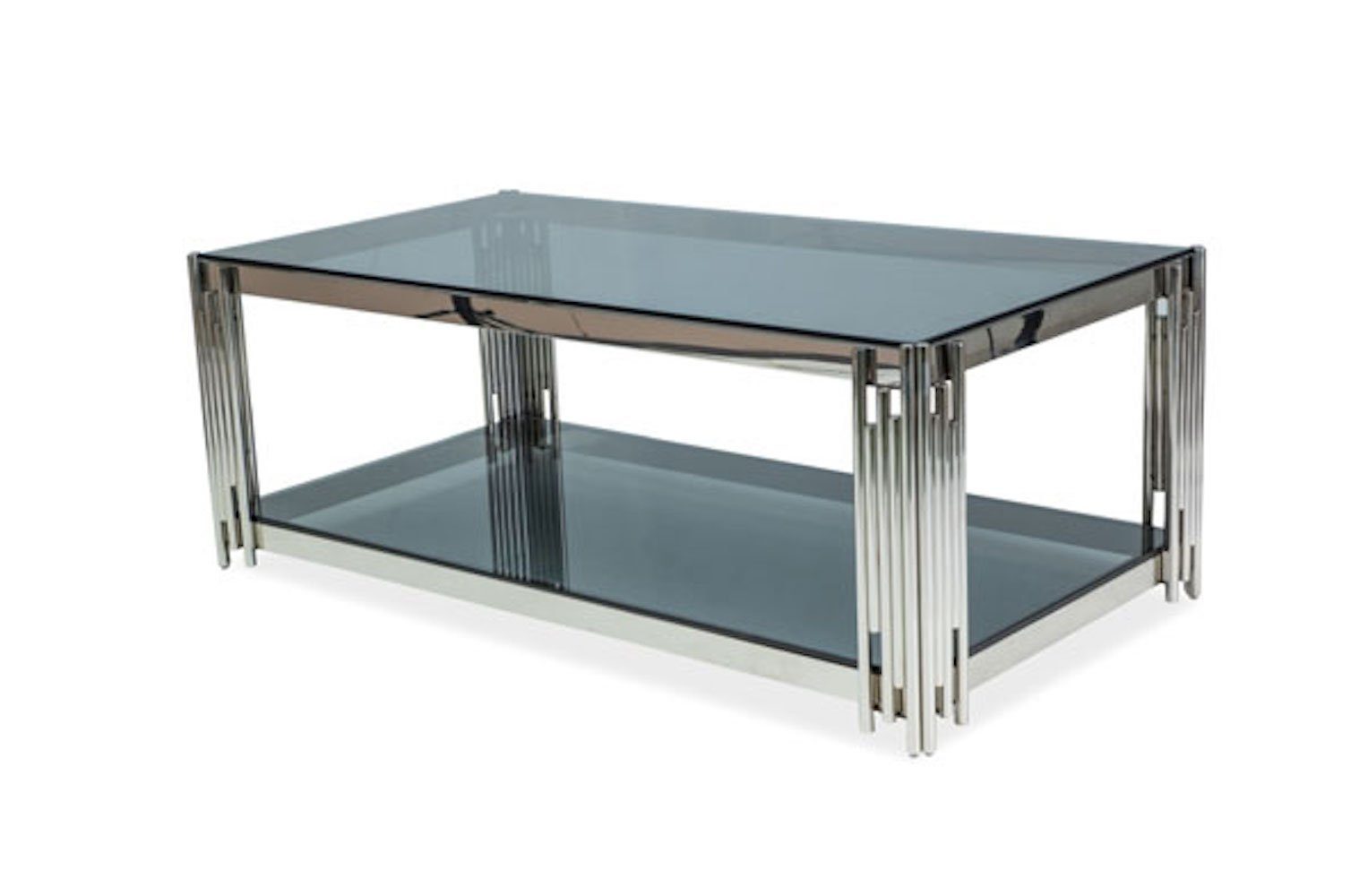 Chrom Feldmann-Wohnen Couchtisch 120x60x40cm Rauchglas Fyli,