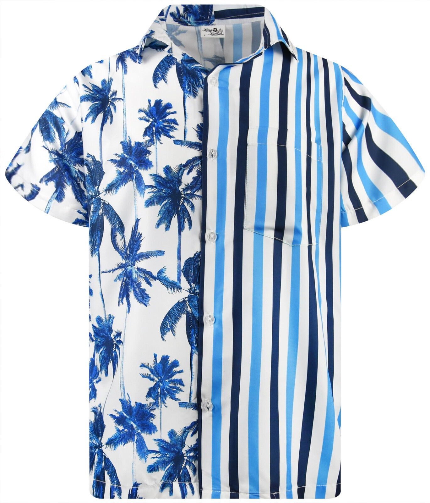King Kameha Hawaiihemd Stripes Funky Hawaii-Hemd Herren Kurzarm Front-Tasch günstig online kaufen