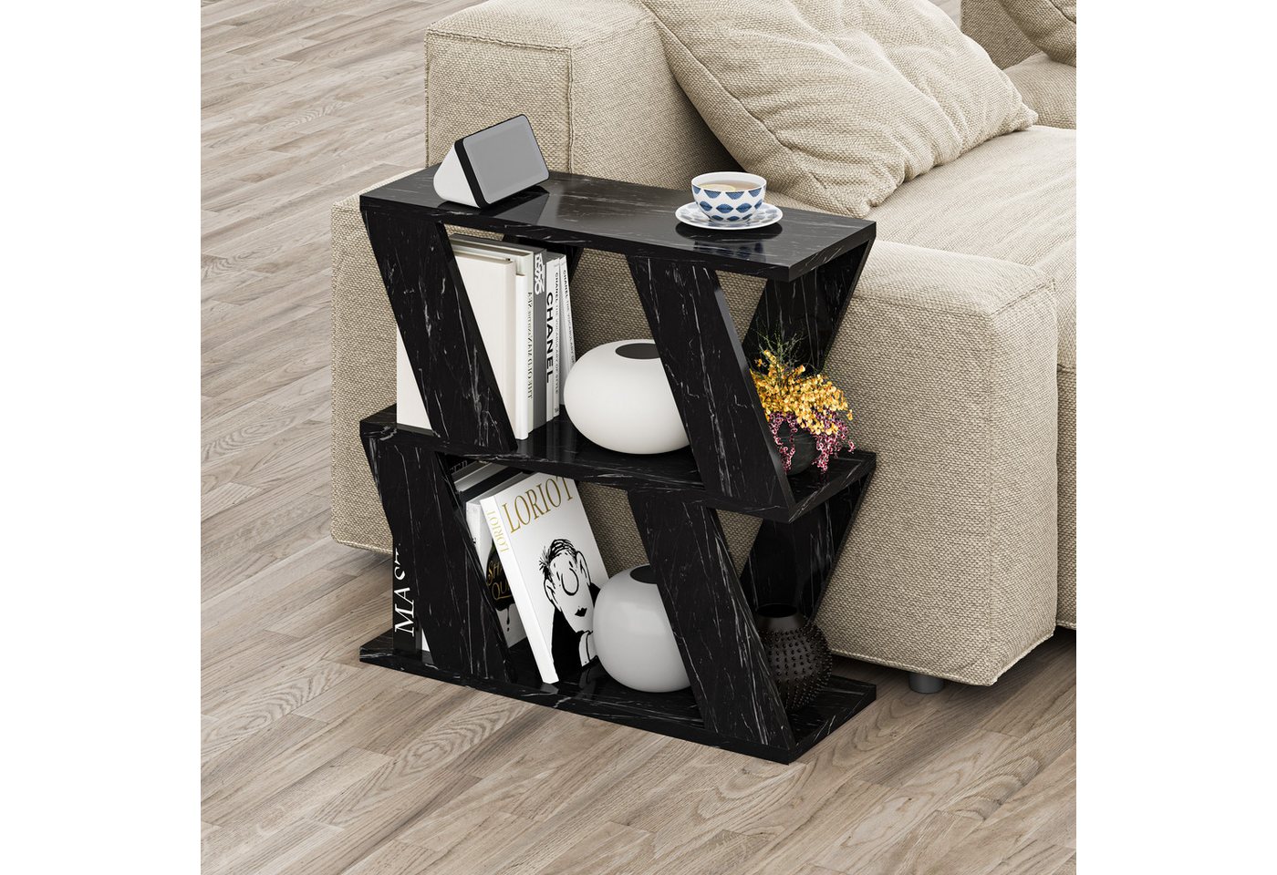 Decortie Beistelltisch Lazena, Modern Beistelltisch, Seite Ende Couchtisch, 60 x 21,2 x 55,4 cm