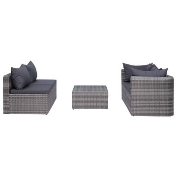 furnicato Garten-Essgruppe 9-tlg. Garten-Lounge-Set mit Kissen Poly Rattan Grau