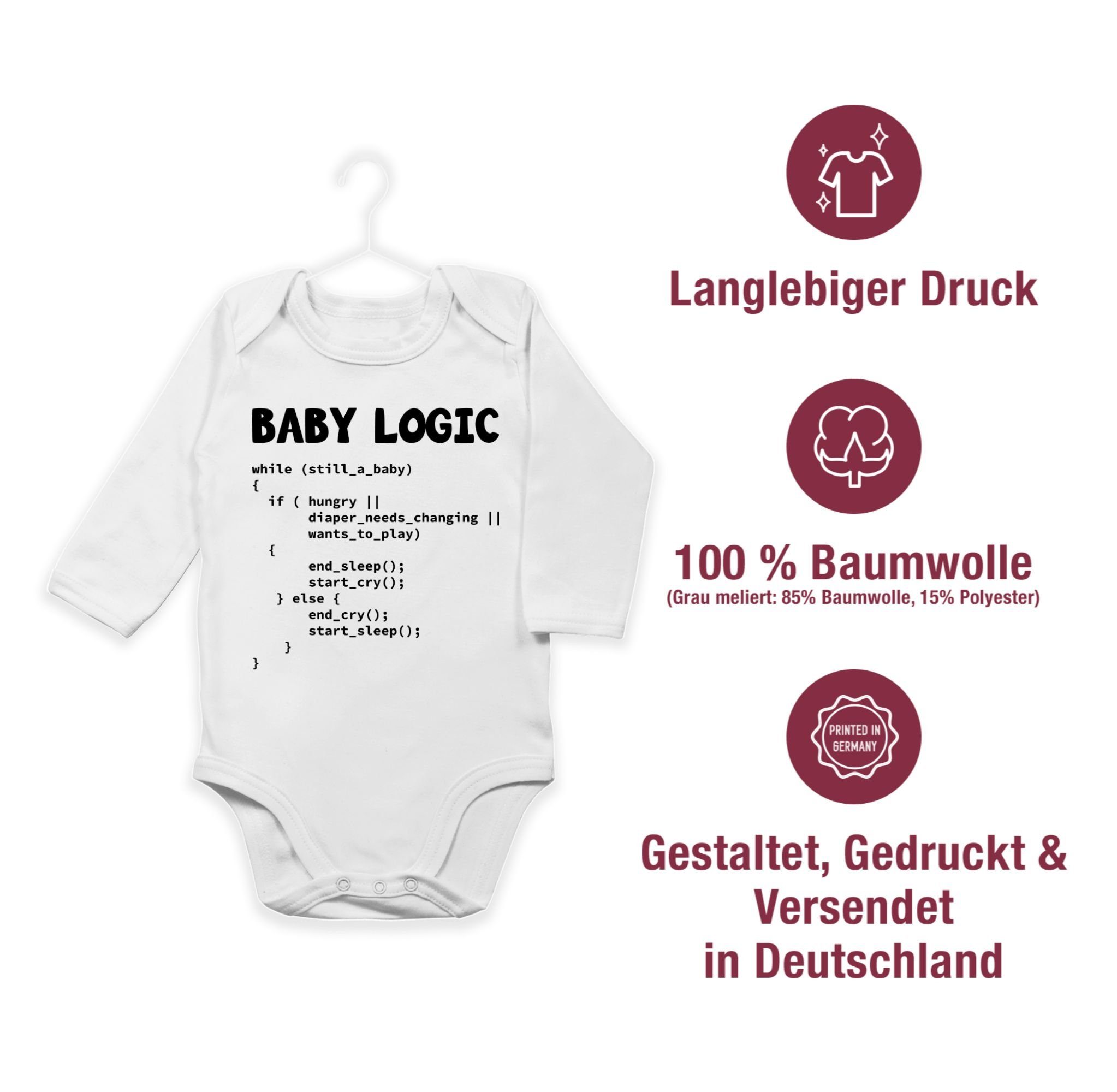 1 Baby Logic Trends Weiß Shirtbody Nerdy Shirtracer Baby Aktuelle