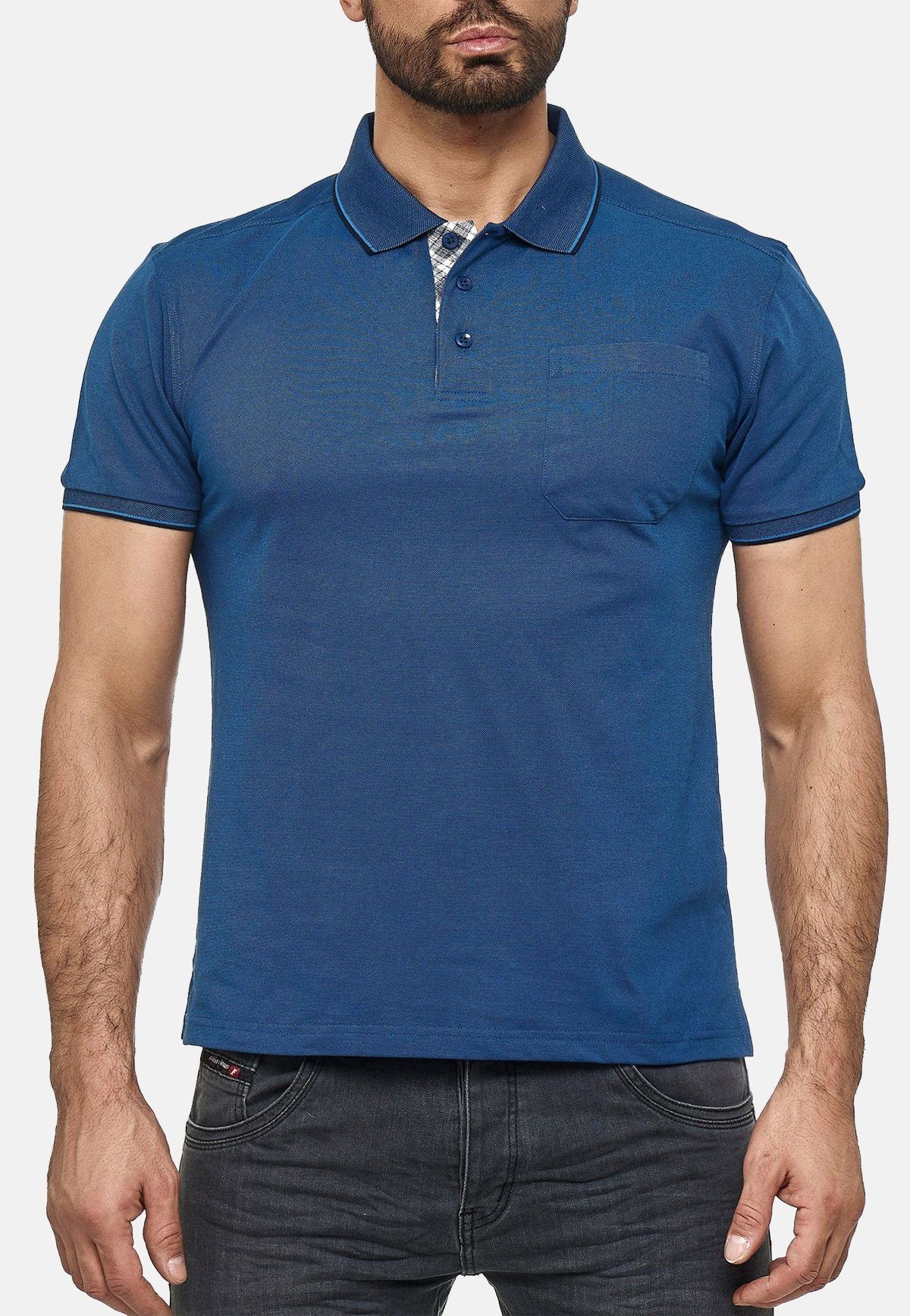 (1-tlg) Max Poloshirt Hemd in Kragen Poloshirt 3088 Blau Men Sommer
