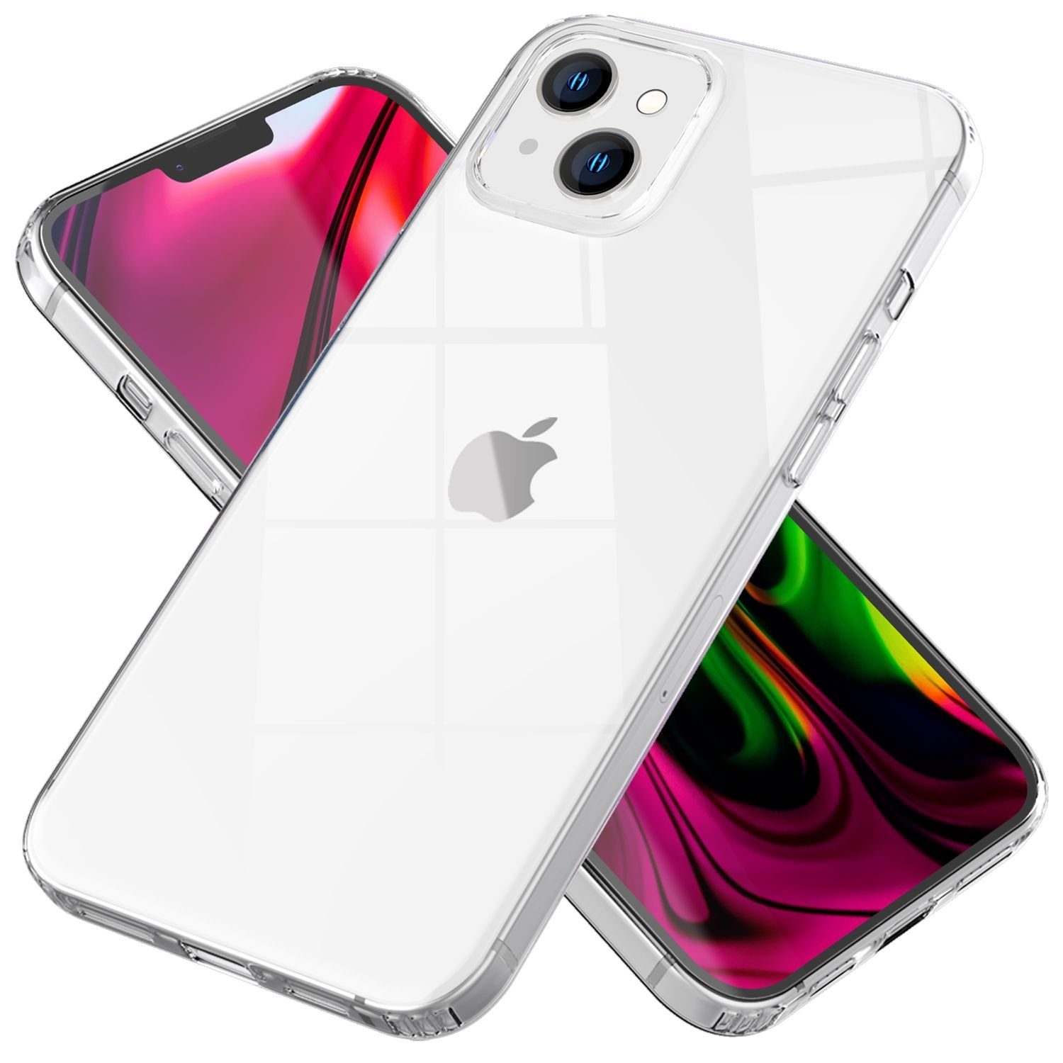 Nalia Smartphone-Hülle Apple iPhone 14 15,5 cm (6,1 Zoll), Klare Hybrid Hülle / Harte Rückseite / Kratzfest / Super Transparent
