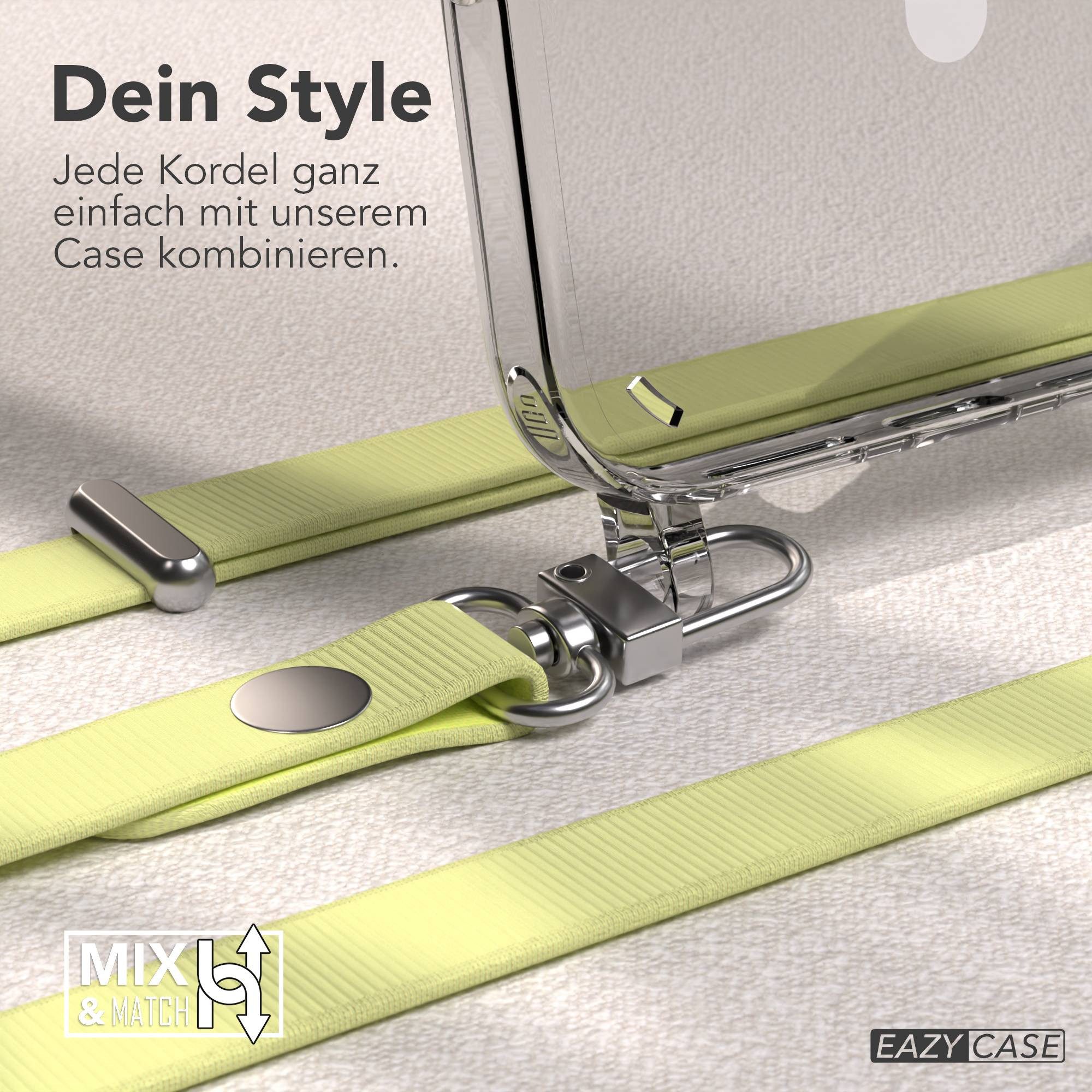 EAZY CASE Handykette für Apple iPhone 16 Plus Handyhülle mit Handyband magnetisch, MagSafe Schutzhülle in Gelb mit flexibler Kette bis 1,90 m