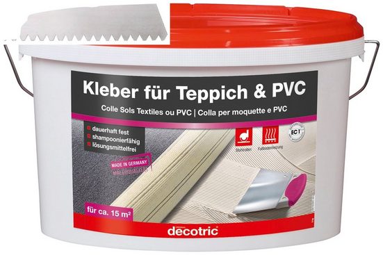 Bodenmeister Dispersionskleber »5kg Kleber und Zahnspachtel«, (2-tlg), für Teppichboden, PVC und Vinyl, reicht für ca. 20qm