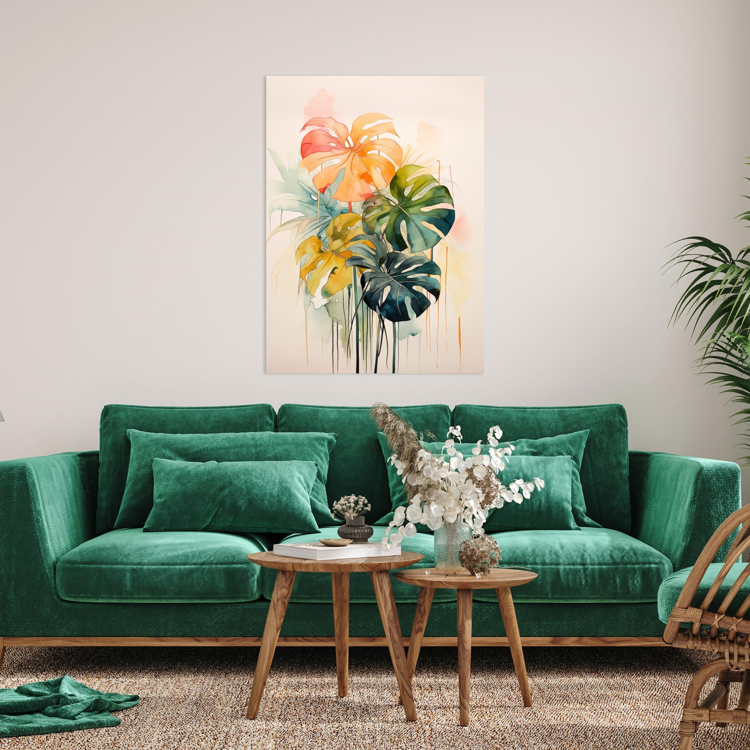 Wallarena Poster Blätter Monstera Wohnzimmer Schlafzimmer Kunstdruck Wandbi günstig online kaufen
