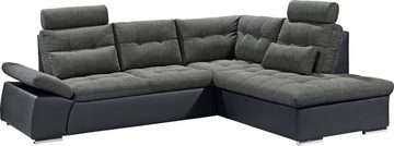 ED EXCITING DESIGN Ecksofa Jakarta L-Form, mit Bettfunktion, Kopfstützen, Nierenkissen etc.