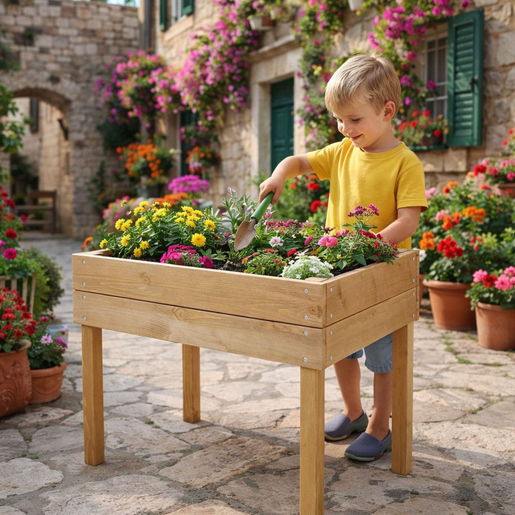 matrasa Hochbeet für Kinder - Kinderhochbeet aus Holz Kinderbeet 50x45x45 cm