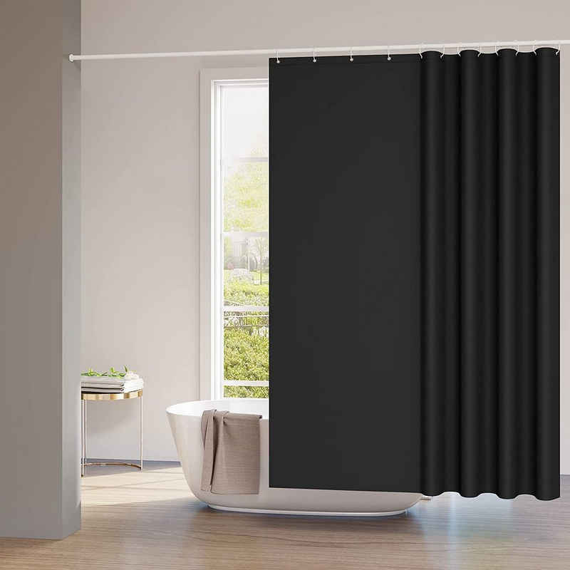 Woltu Duschvorhang Breite 180 cm (1-tlg), Badvorhang Anti-schimmel Waschbar Badewanne Vorhang Schwarz 180x180 cm