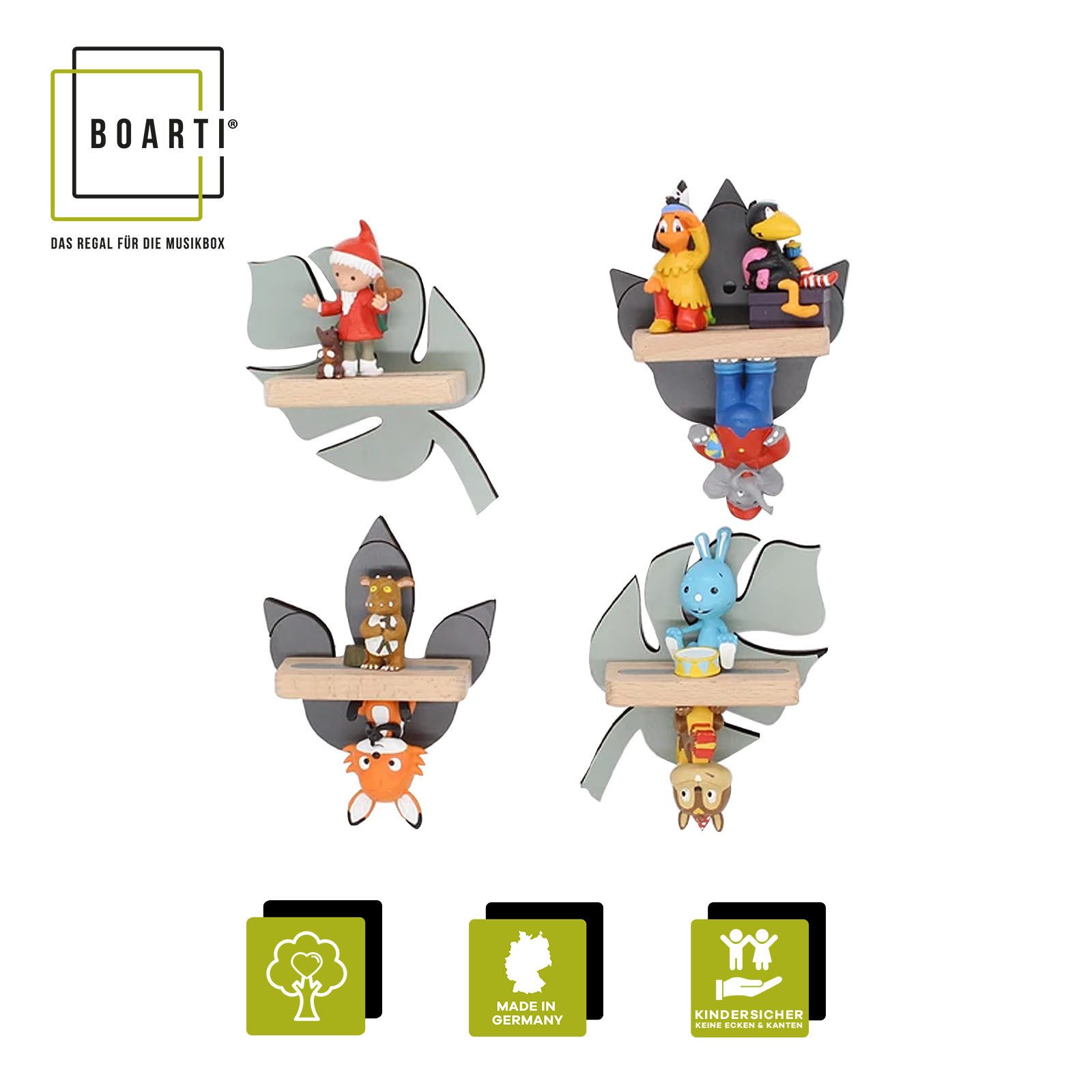 Boarti Wandregal Regal Blätter 4 teiliges Set Kinder Tonies Figuren günstig online kaufen