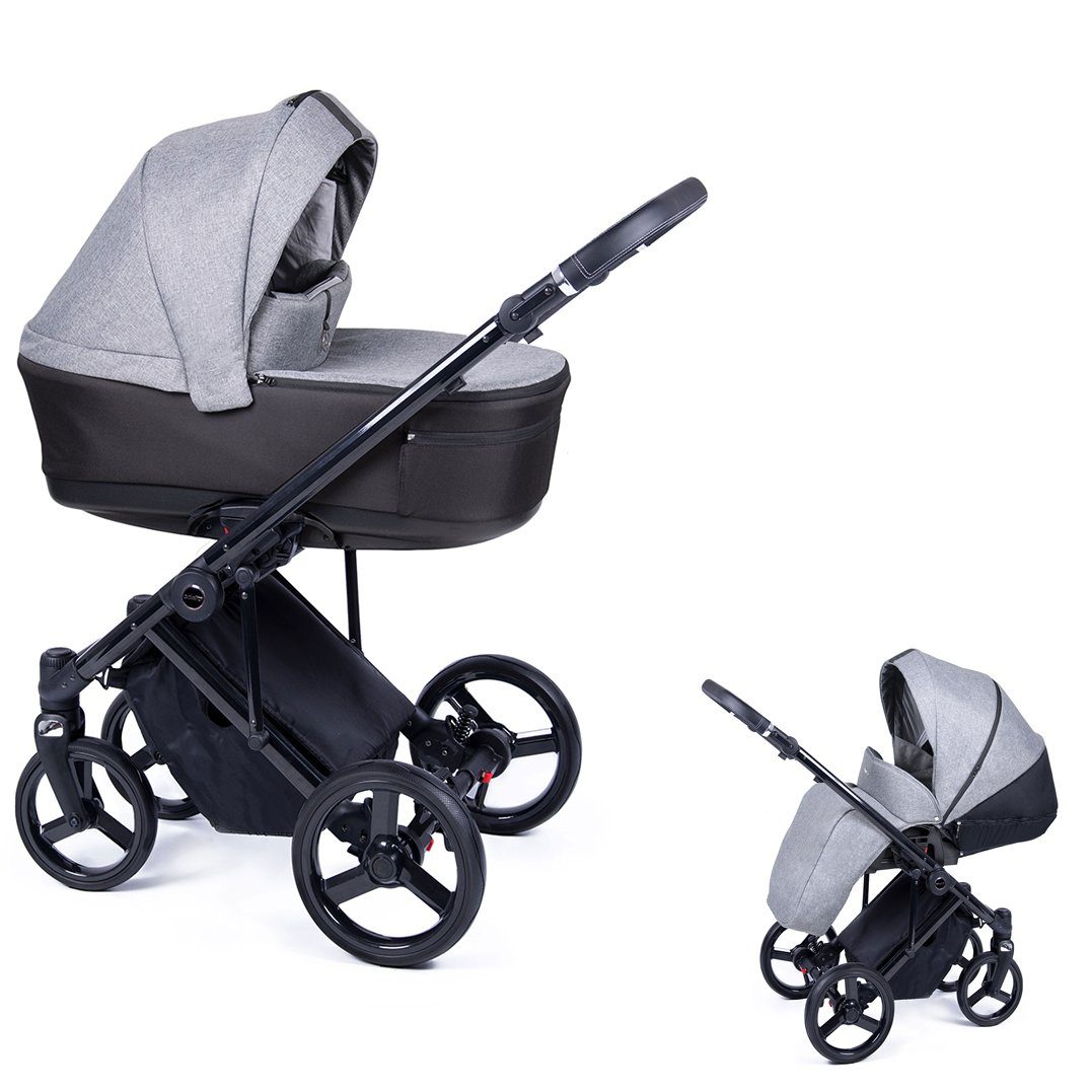 in Fado 1 Kinderwagen-Set - Grau = Gestell 14 in - 24 Designs Kombi-Kinderwagen 2 schwarz Teile babies-on-wheels