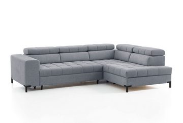 exxpo - sofa fashion Ecksofa Bocco, L-Form, Wahlw. mit Bettfunktion u. Bettkasten, Kopfstützen verstellbar