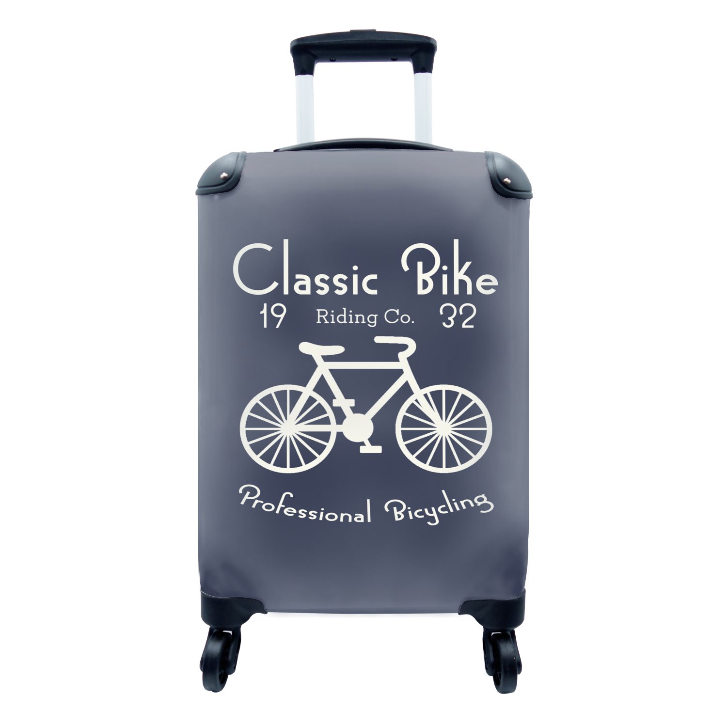 Handgepäckkoffer Reisekoffer Fahrrad MuchoWow rollen, Text, - mit Jahrgang Handgepäck für 4 Trolley, Rollen, Ferien, Reisetasche -
