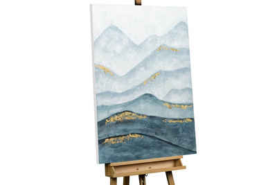 KUNSTLOFT Gemälde Verzauberte Berge 75x100 cm, Leinwandbild 100% HANDGEMALT Wandbild Wohnzimmer