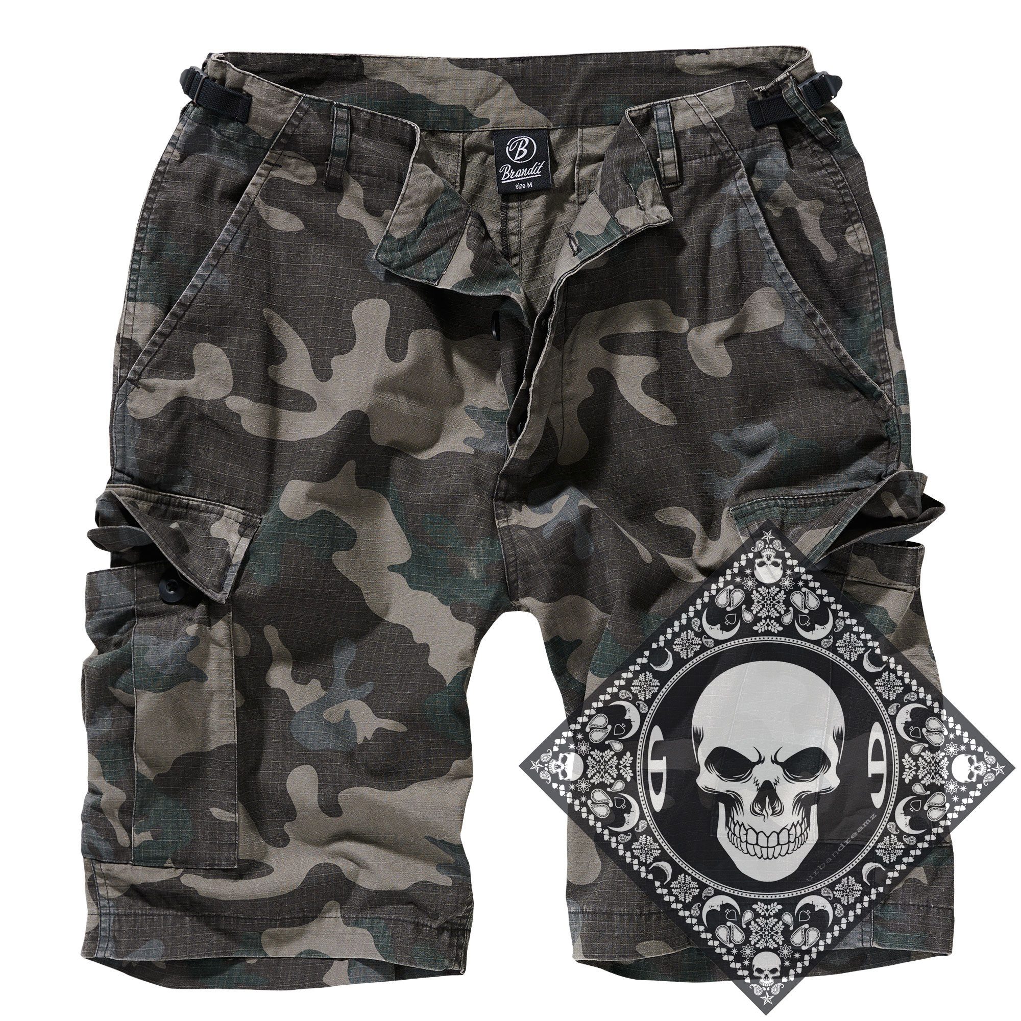 Cargoshorts Cargo Shorts kurze Hose Ripstop Army mit UD Bandana