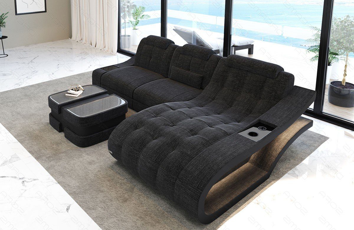 Sofa Dreams Ecksofa Elegante H - L-Form Stoffsofa, mit LED, wahlweise mit  Bettfunktion