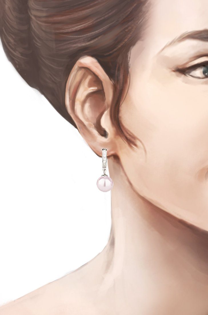 Schöner-SD Perlenohrringe Damen Creolen Hänger Ohrhänger mit Perlen 10mm hä günstig online kaufen