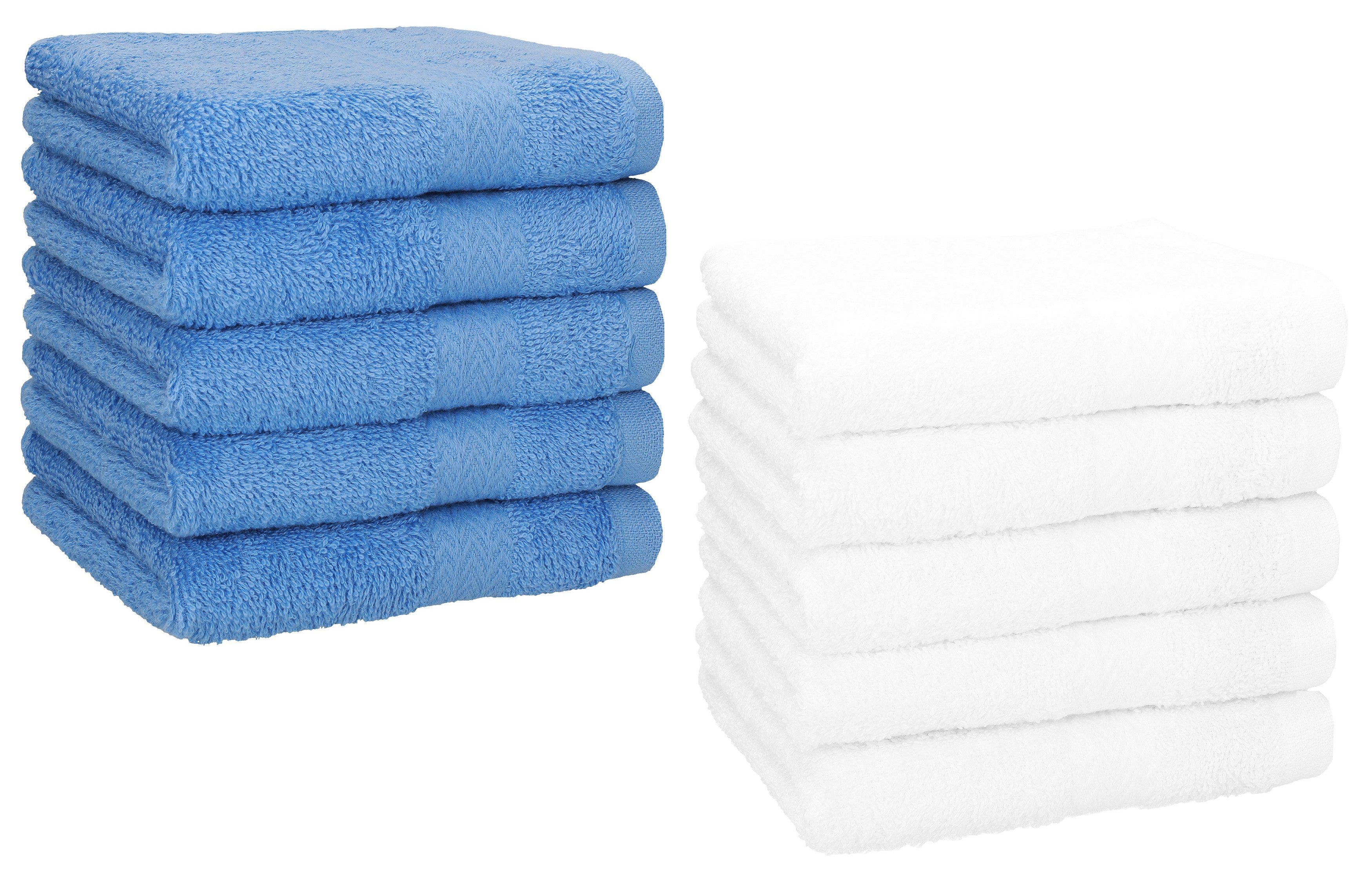 Betz Gästehandtücher 10 Stück Gästetuch Set Premium 30x50 cm Farbe hellblau / weiß, 100'% Baumwolle (Set, 10-St)