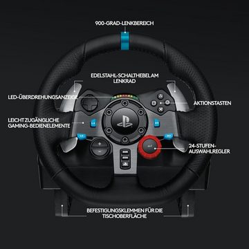 Logitech G29 Lenkrad mit Pedalen und Schaltung Playstation PS5, PS4, PC Windows Gaming-Lenkrad (Driving Force Komplett Set mit 6 Gänge Schaltknauf Schalthebel, Rennlenkrad, Bremspedale)