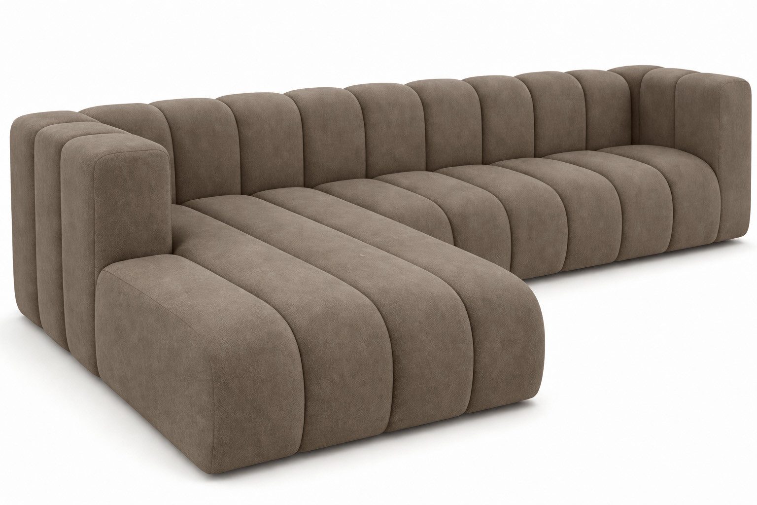 Kaiser Möbel Ecksofa Moderne aus Veloursstoff Salvador Grand L 318 cm, Ecksofa, Tiefe Sitzflächen,Premium-Velours Salvador,Design Soft-Cube