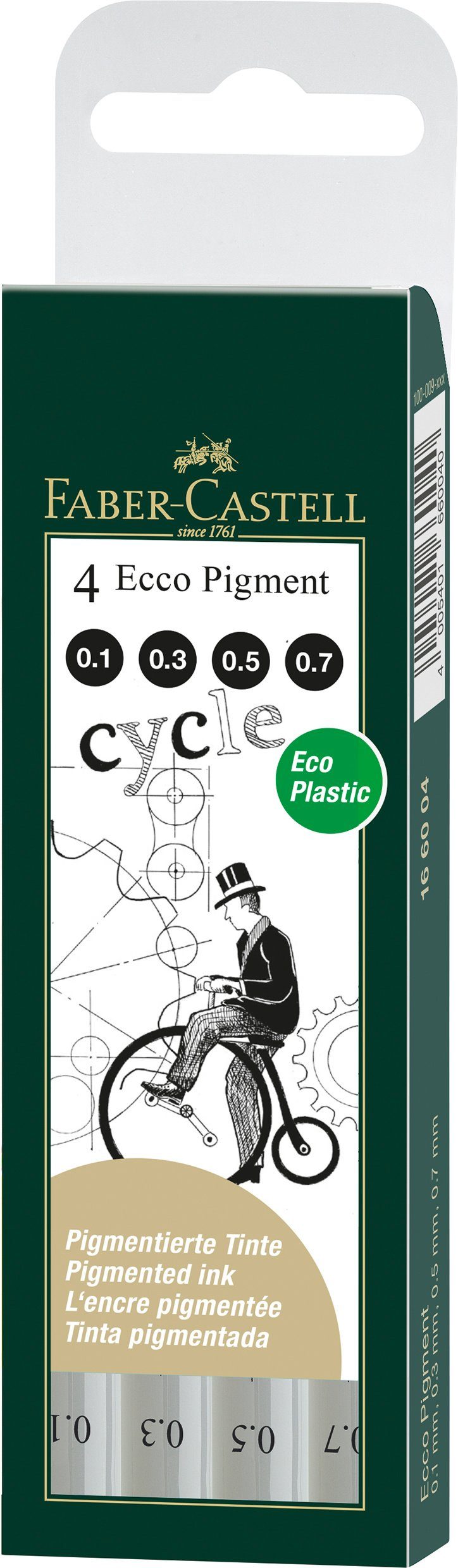 Faber-Castell Tintenfeinschreiber Ecco Pigment Tintenschreiber 4er Etui schwarz 0,1/0,3/0,5/0,7 mm