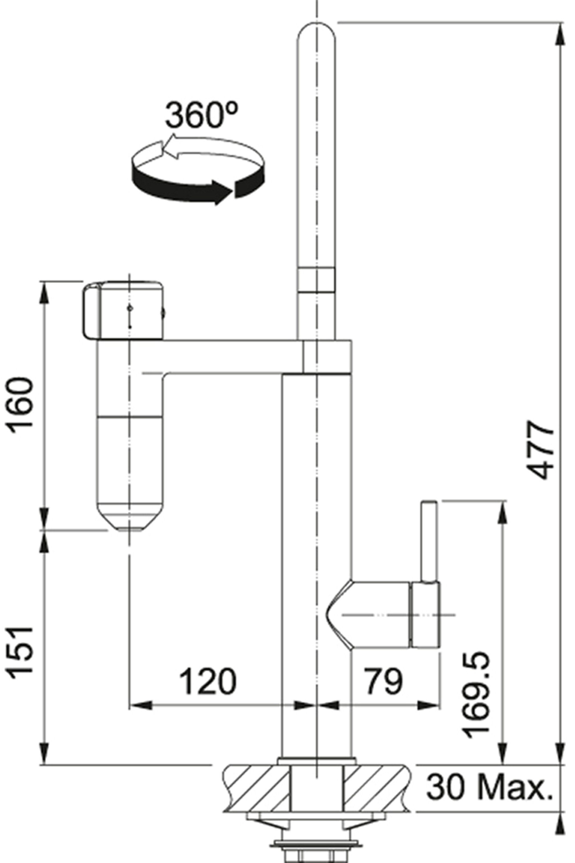 Trinkwasserfiltersystem Auslauf Einhebelmischer Vital Küchenarmatur mit matt ESO Kapsel 3-Stufen Einhebelmischer (1-St) / mit schwenkbarer 3-Stufen Schwarz Kapsel 360° Trinkwasserfiltersystem Festauslauf FRANKE FRANKE