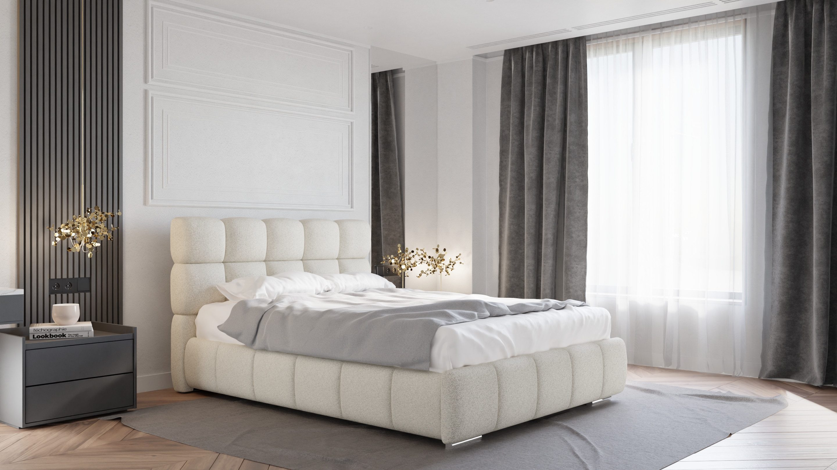PANDA MÖBEL GmbH Polsterbett BLISS Luxus-Bett mit Lattenrost Wahl federkernmatraze, kokosmatratze, (Stabile Rahmenkonstruktion Metallrahmen), Ein Luxusbett in jeder Größe 140x200cm 160x200 cm 180x200cm