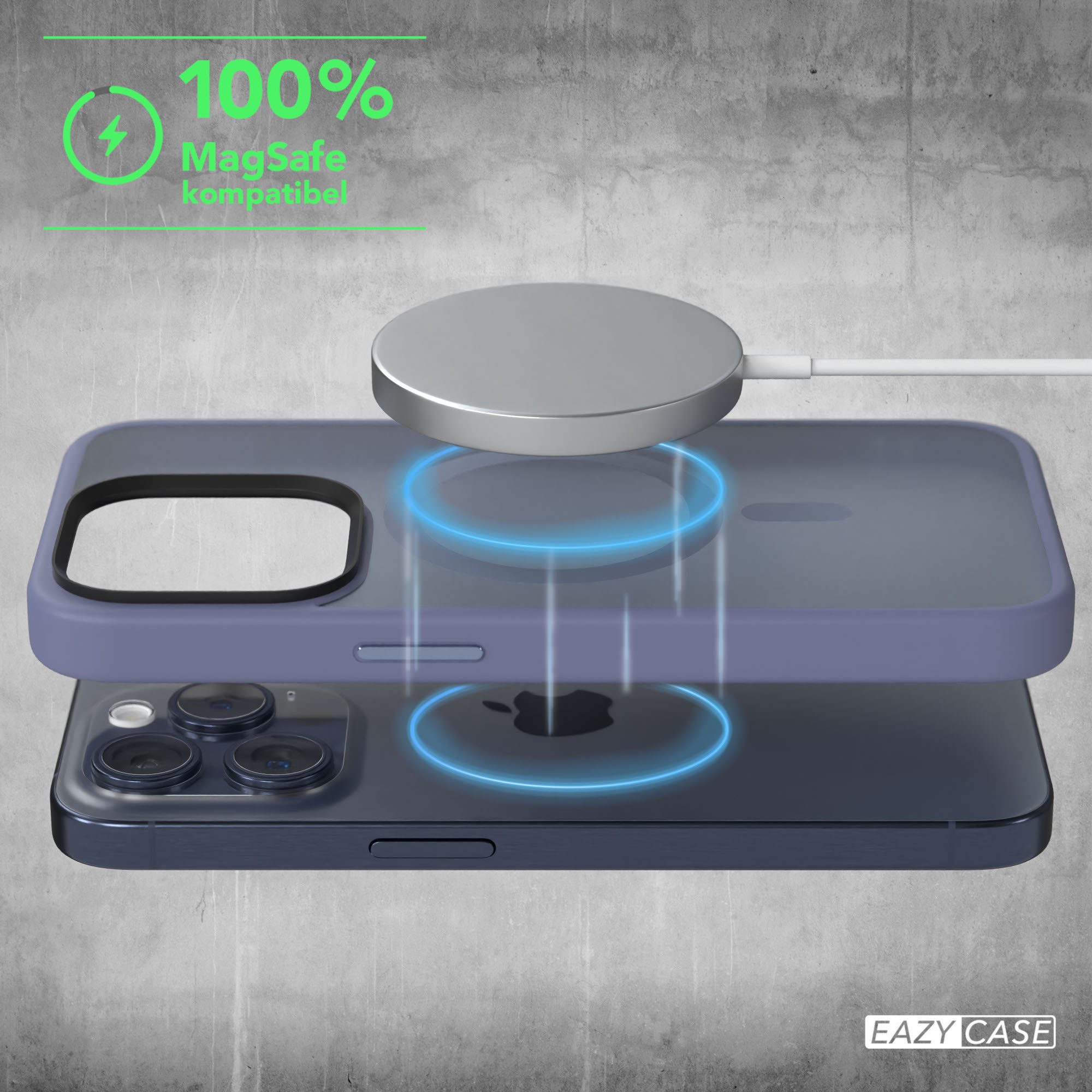 EAZY CASE Handyhülle Outdoor Case MagSafe Matt für Apple iPhone 15 Pro 6,1 Zoll, Backcover magnetisch Schutzhülle mit Kameraschutz mit MagSafe Hellblau