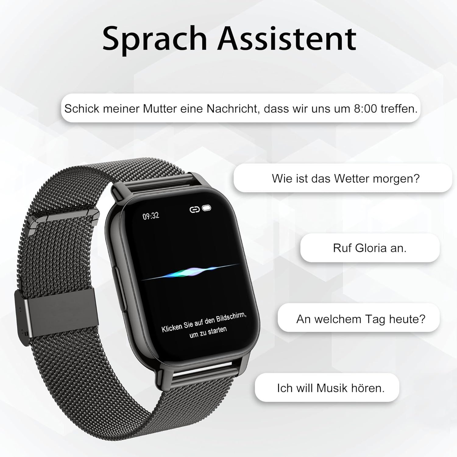 Popglory P66 Smartwatch (5,1 cm, android ios)