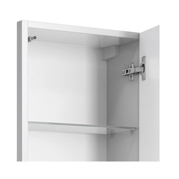Lomadox Hochschrank QUEBEC-66 Midischrank Badezimmer in weiß Hochglanz, B/H/T: ca. 35/136,1/33 cm