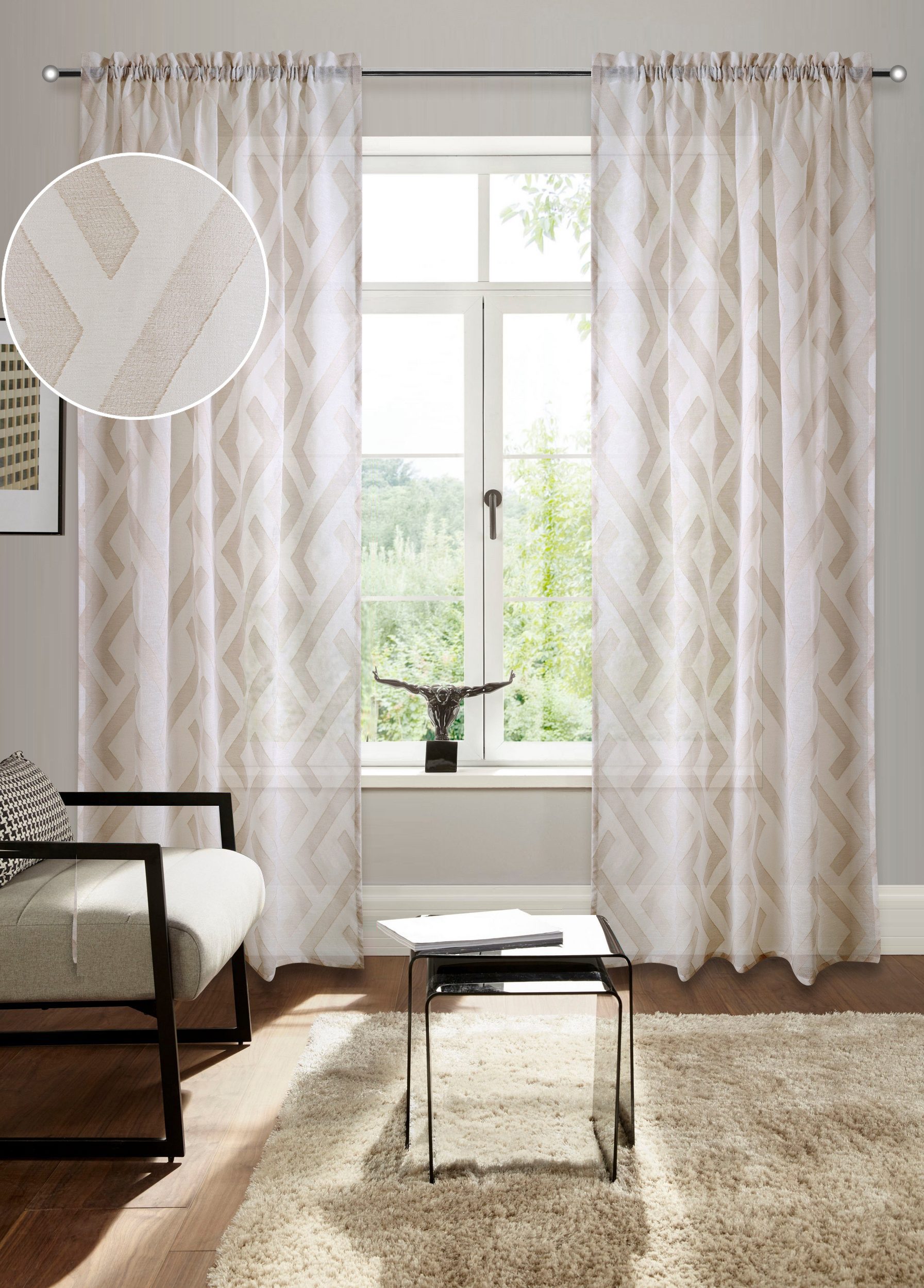 Bruno Banani Gardine Lynn (1 St), Stangendurchzug, halbtransparent, Scherli günstig online kaufen