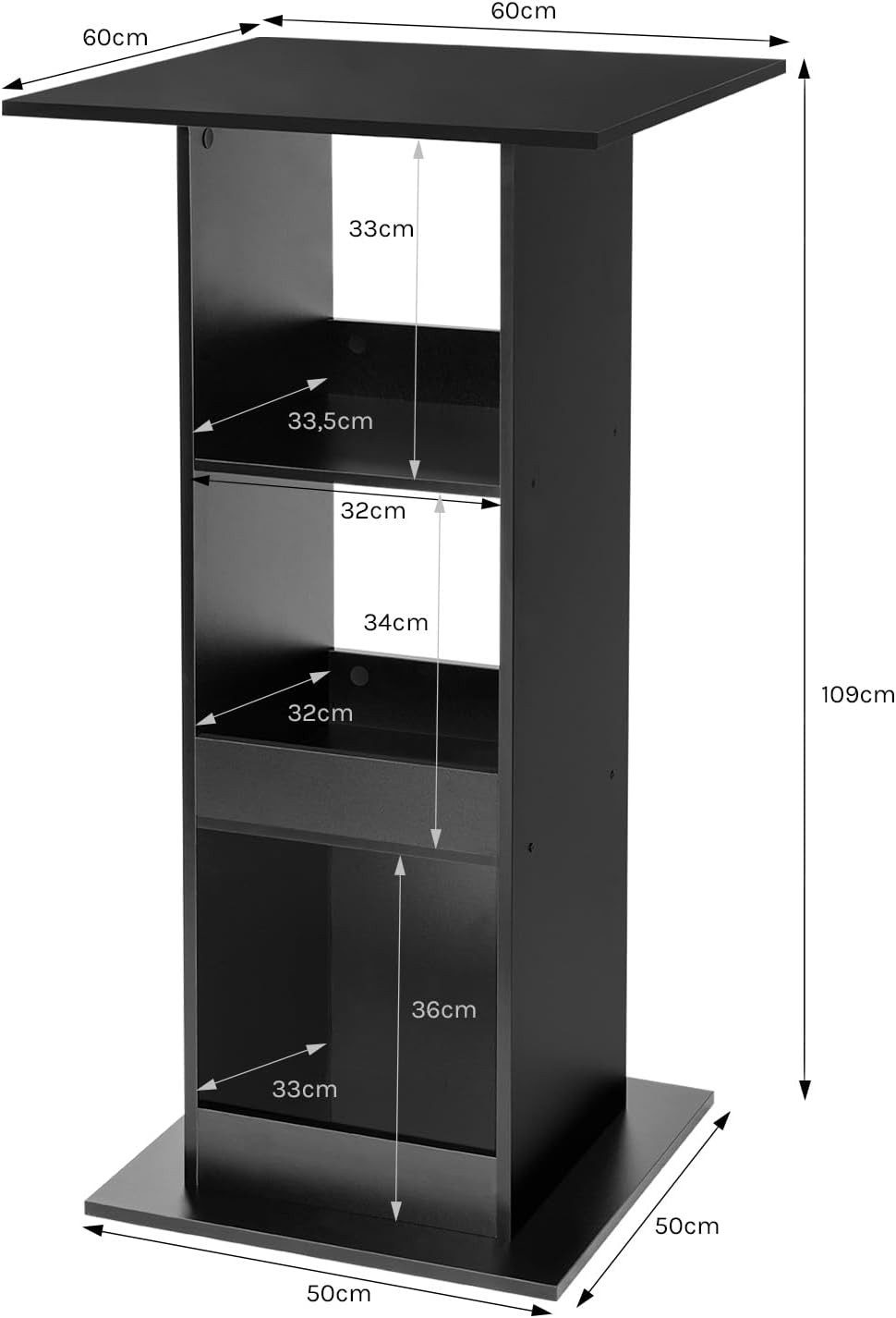 Woltu Bartisch (1-St), mit 3 Regalfächern, aus Holzwerkstoff