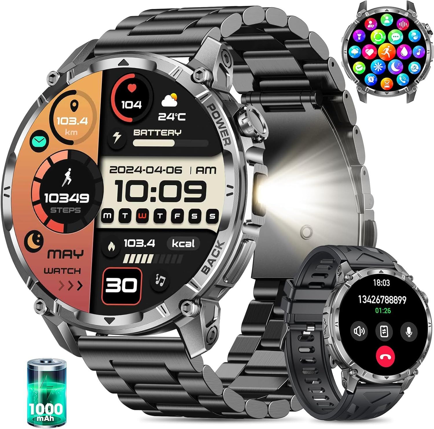 Miecgth ‎IW13 Smartwatch (4,3 cm, Andriod ios), SMARTWATCH HERREN