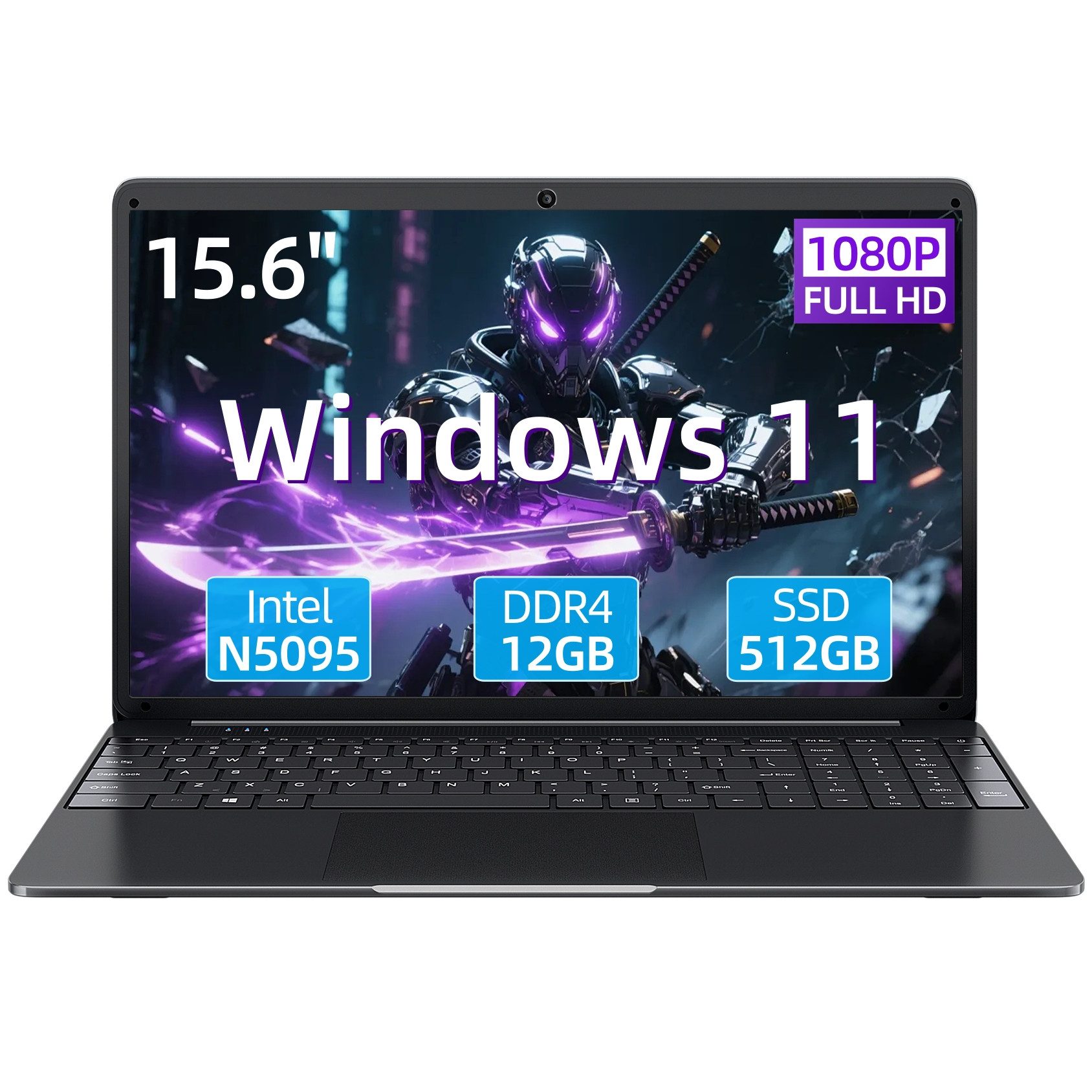 MENGHU 15,6" Laptop 12GB RAM 512GB SSD FHD 1920x1080 IPS Intel N5095 Notebook (N5095, 512 GB SSD, Intel® UHD Graphics 600)