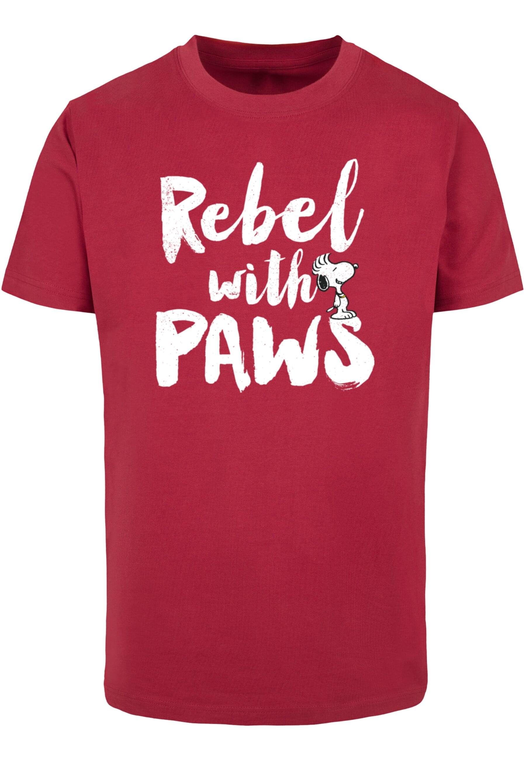 Merchcode T-Shirt Herren Rebel Neck Round with burgundy T-Shirt Peanuts (1-tlg) paws 