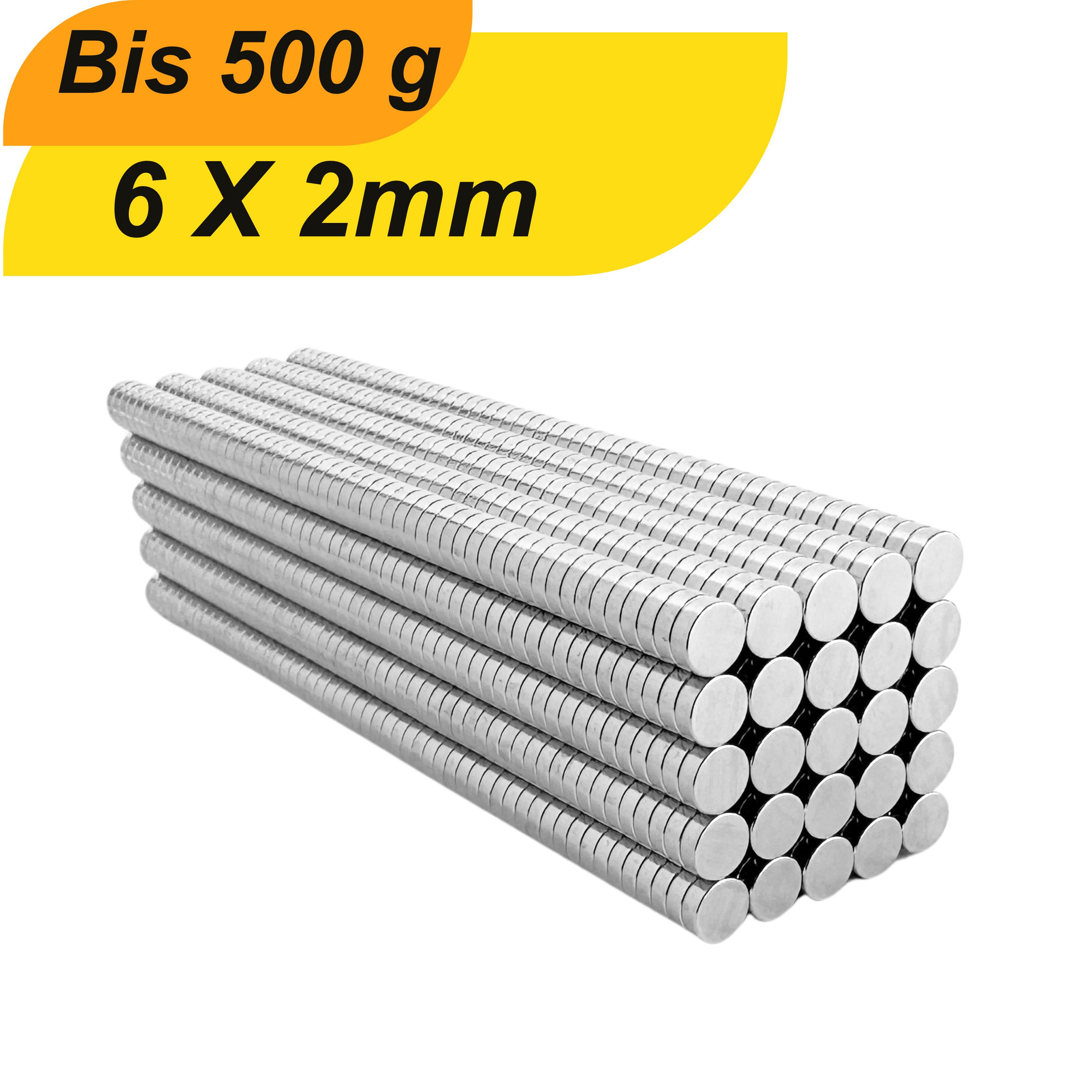 Magnet Neodym Magnet 6 x 2mm Supermagnete hohe Haftkraft Scheibenmagnet