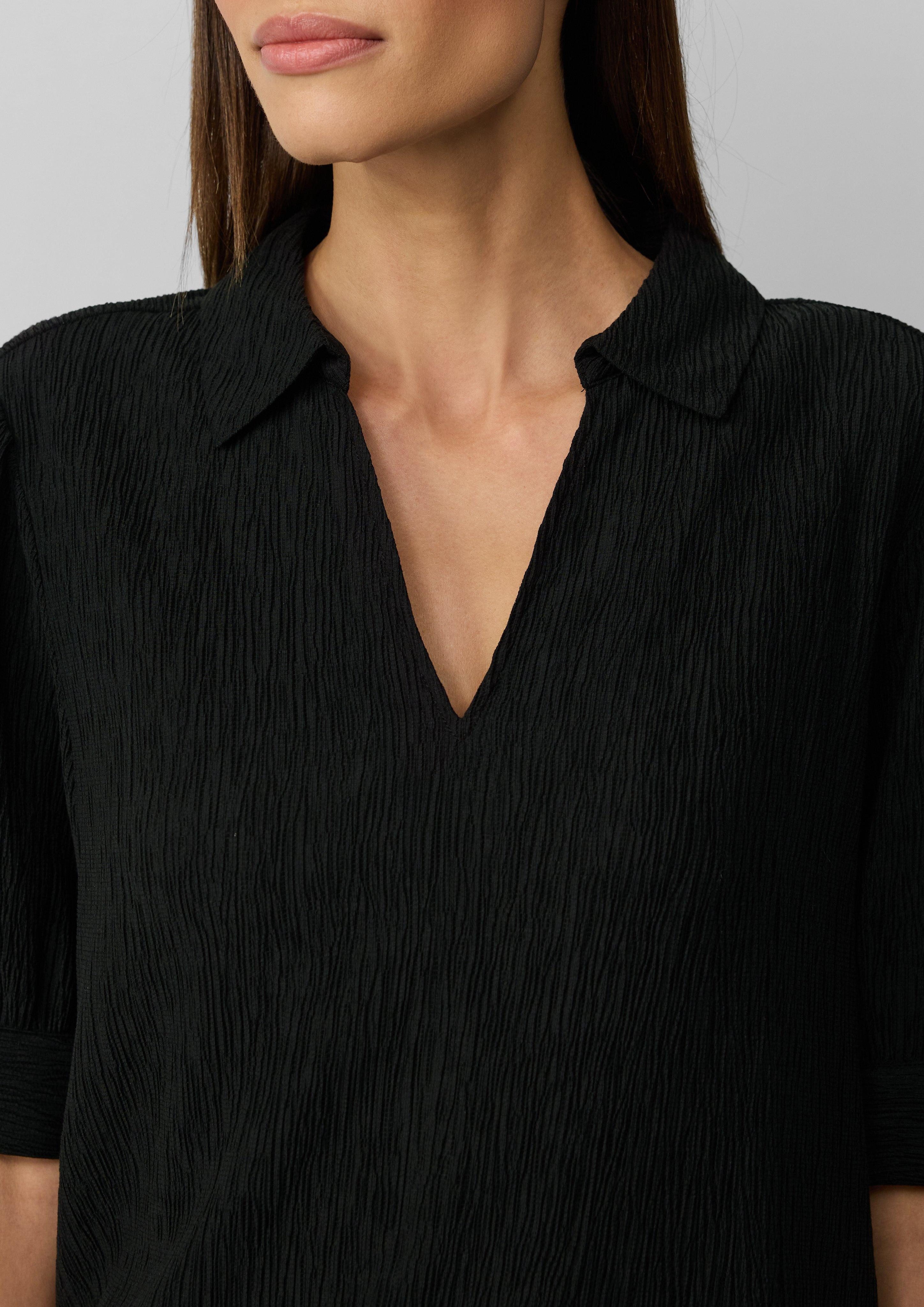 s.Oliver BLACK LABEL Kurzarmbluse Verkürzte Plissee-Bluse günstig online kaufen