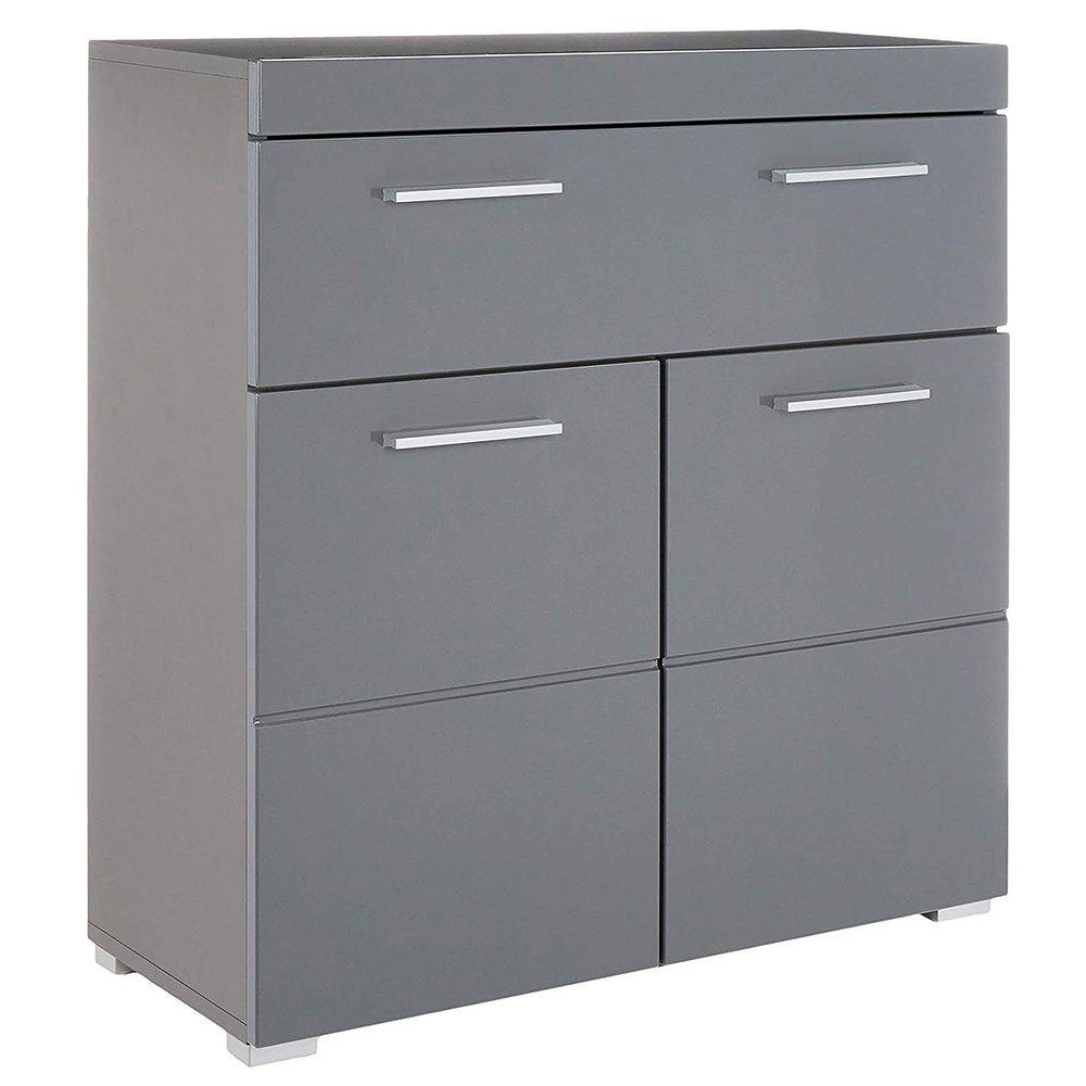 trendteam Sideboard, Badkommode Badezimmerschrank Grau Hochglanz BxHxT: 73 x 79 x 31 cm