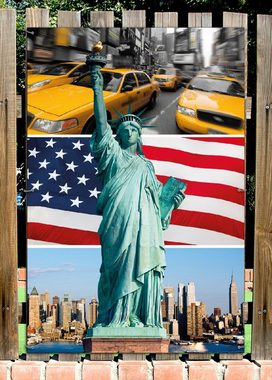 Wallario Sichtschutzzaunmatten New York Collage