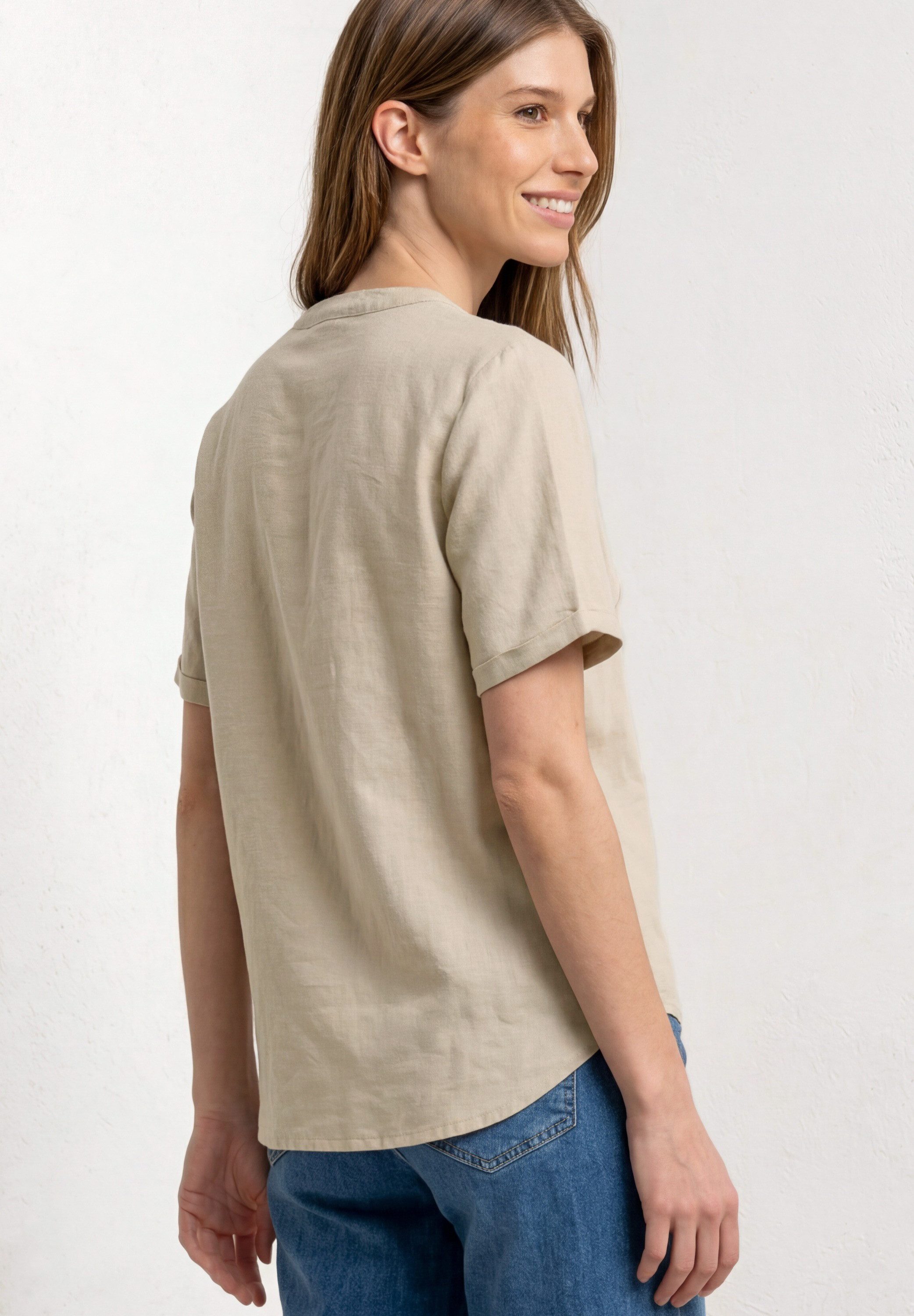 STREET ONE Shirtbluse mit Leinenanteil