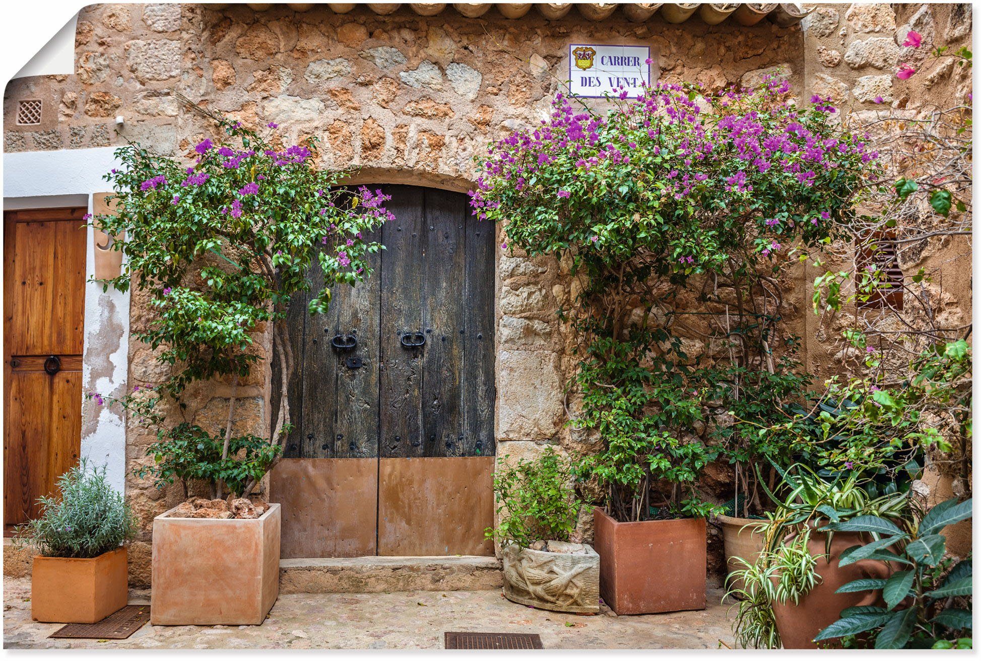Artland Wandbild Altstadtgasse im Dorf Fornalutx Mallorca, Fenster & Türen (1 St), als Alubild, Leinwandbild, Wandaufkleber oder Poster in versch. Größen