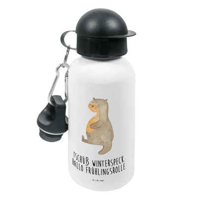 Mr. & Mrs. Panda Trinkflasche Otter Bauch - Weiß - Geschenk, Kinder Trinkflasche, Sportmuffel, dick, Mundstück mit Deckel