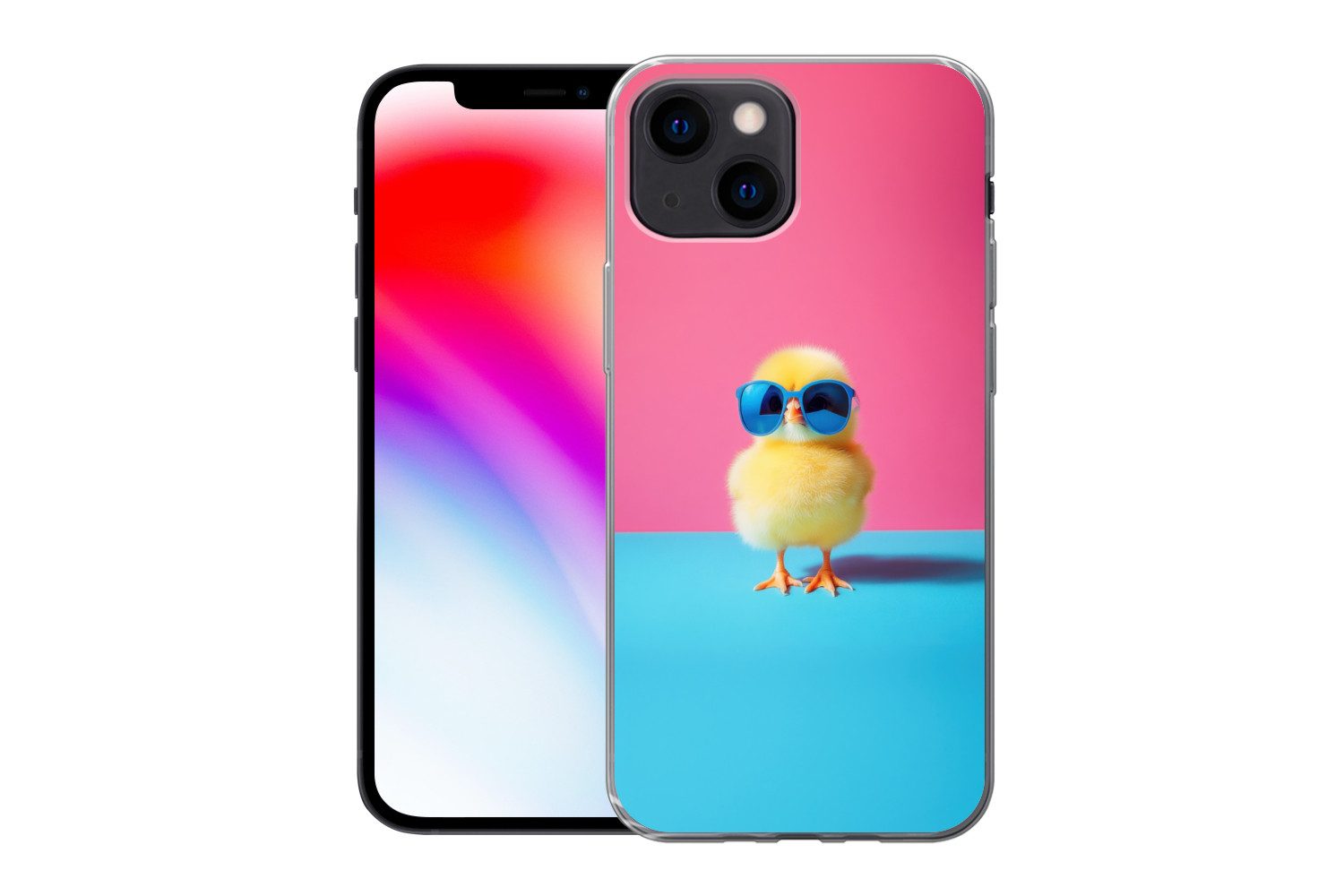 MuchoWow Handyhülle für Apple iPhone 13 mini Chick - Sonnenbrille - Blau, Smartphone-Bumper, Print, Handy Schutzhülle Dünn