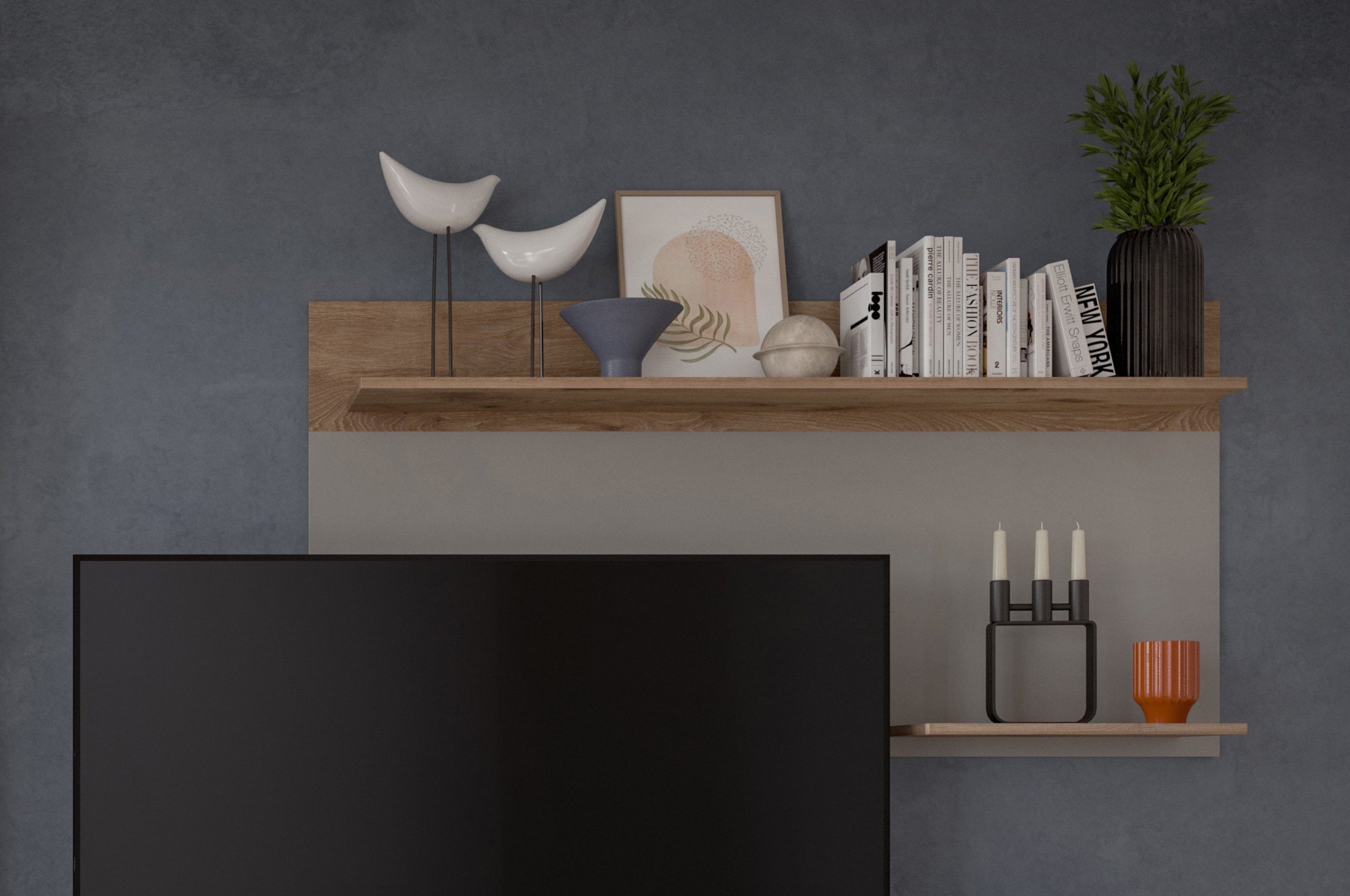 Newroom Wandboard Hellgrau 140 cm, Wandboard Hellgrau Wandregal Hängeregal Modern Zeitlos Wohnzimmer ...