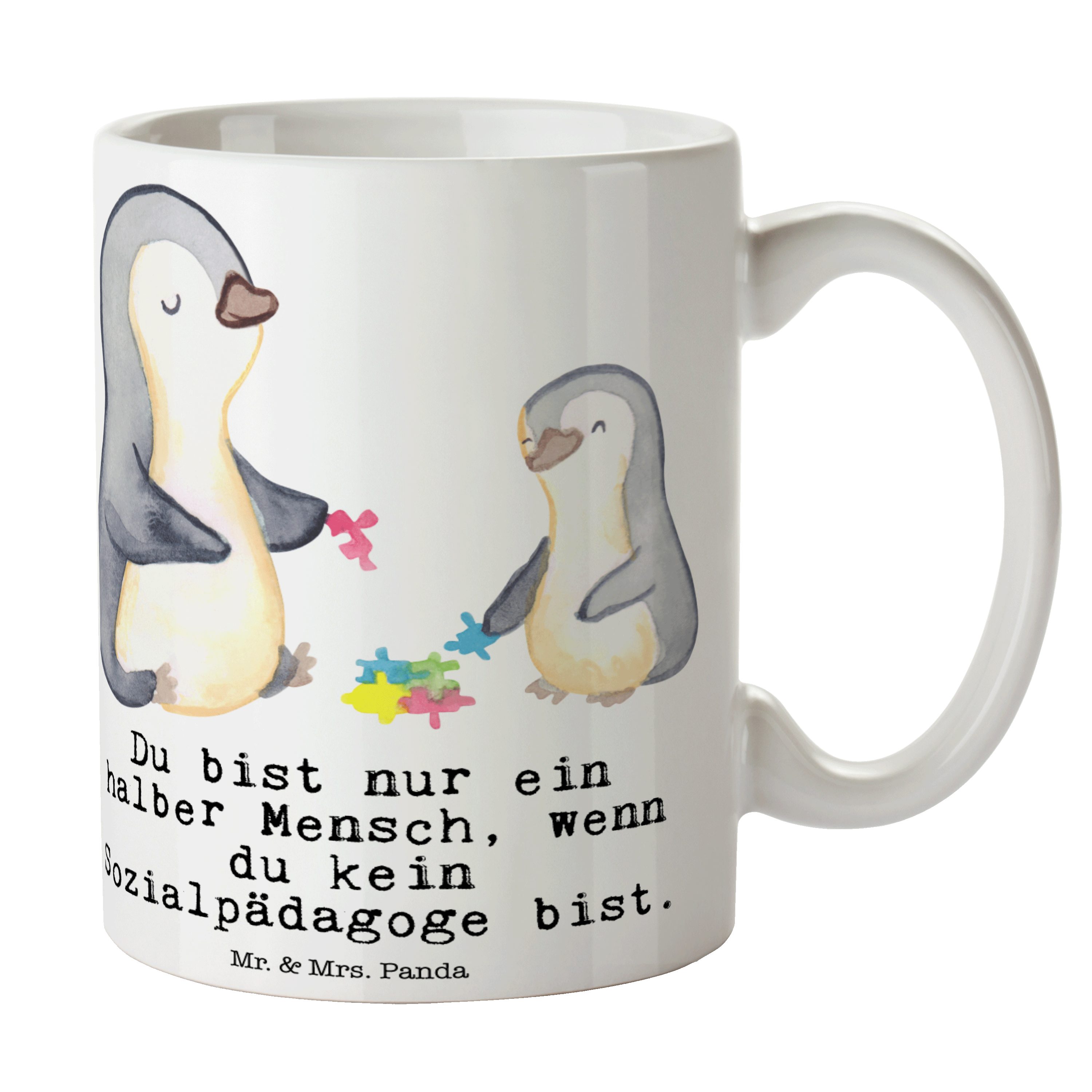 Abschied, Panda Keramik Tasse Herz & Geschenk, Weiß Mrs. Sozialpädagoge - Tasse mit Sprüche, Mr. F, -